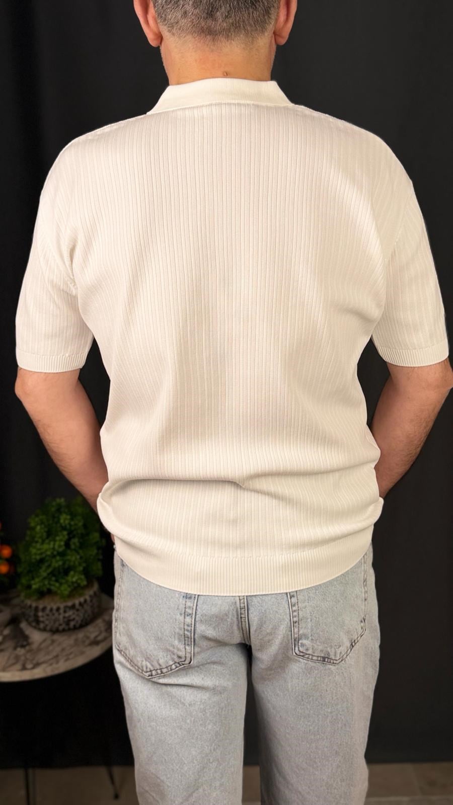 POLO , DÜĞMELİ YAKA , BELİ LASTİKLİ ,TİŞÖRT (Ekru)
