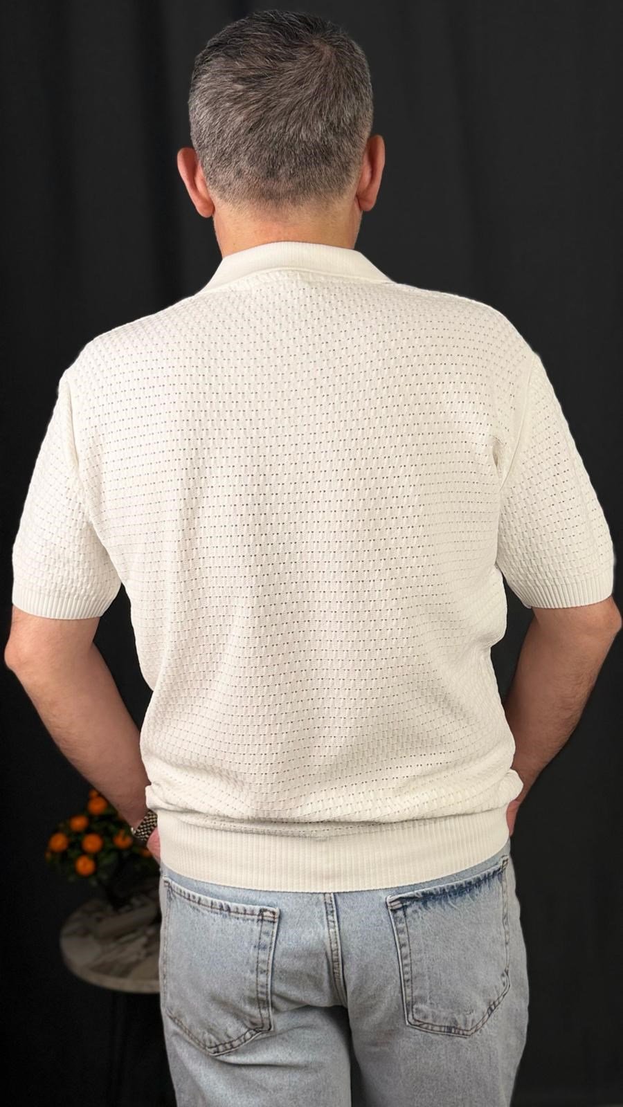 POLO , FERMUARLI YAKA , FİT KESİM ,TİŞÖRT (Beyaz)