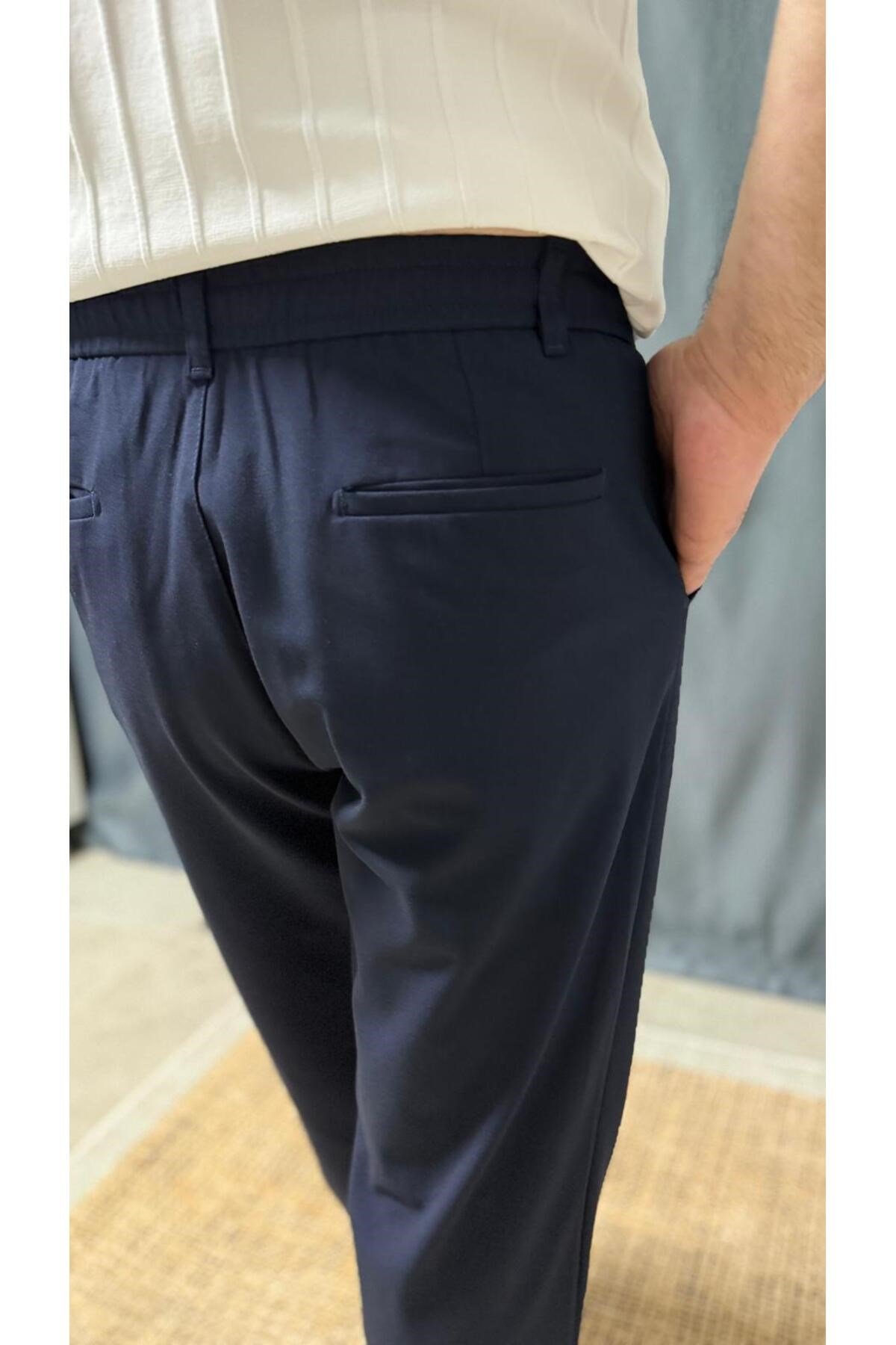 REGULAR FİT BELİ LASTİKLİ KUMAŞ PANTOLON