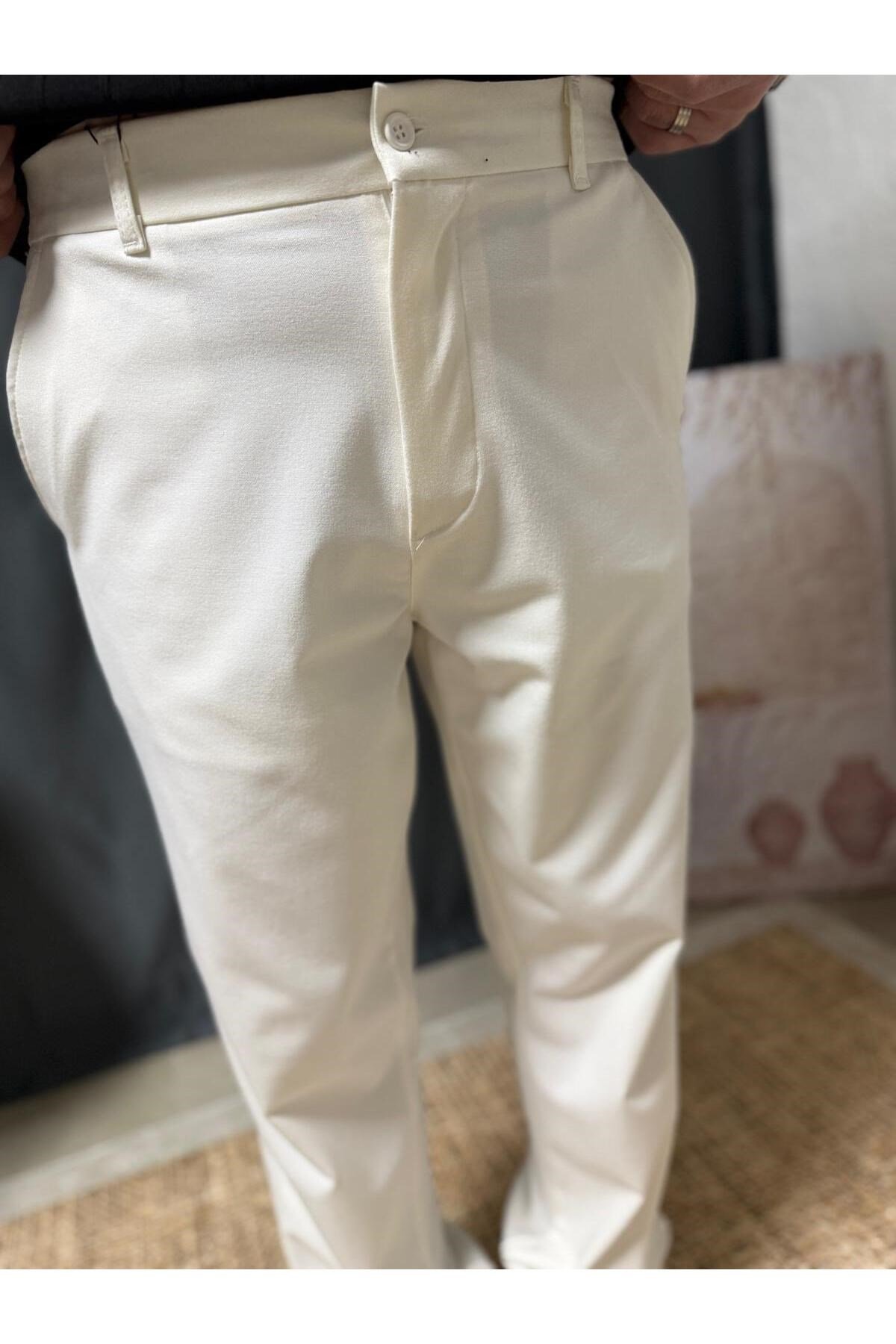 REGULAR FİT BELİ LASTİKLİ KUMAŞ PANTOLON