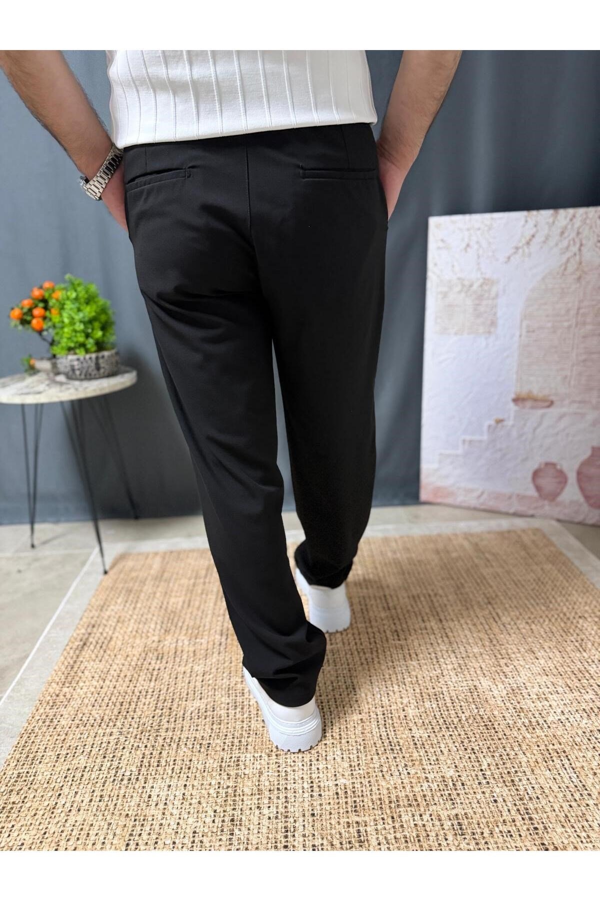 REGULAR FİT BELİ LASTİKLİ KUMAŞ PANTOLON