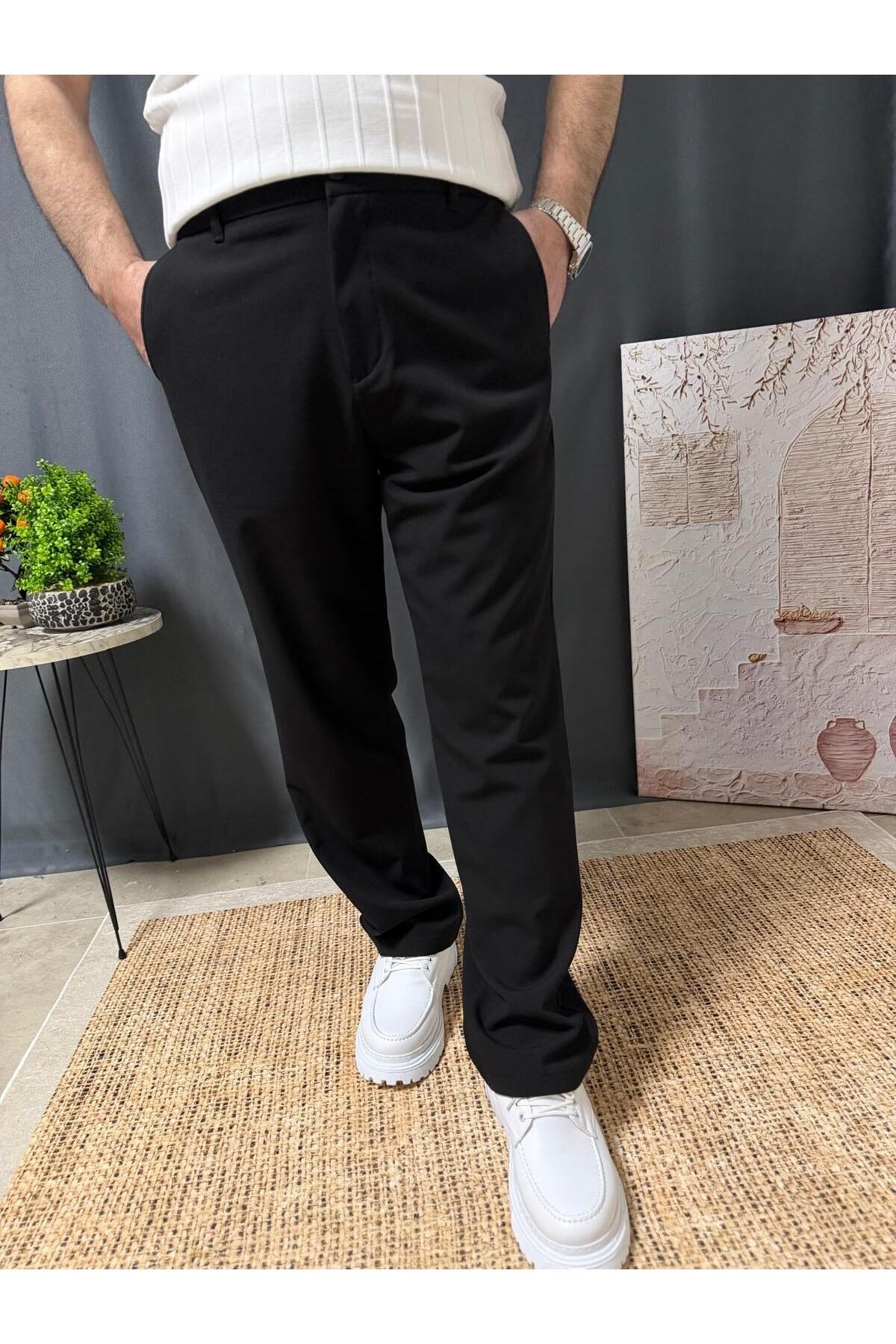 REGULAR FİT BELİ LASTİKLİ KUMAŞ PANTOLON