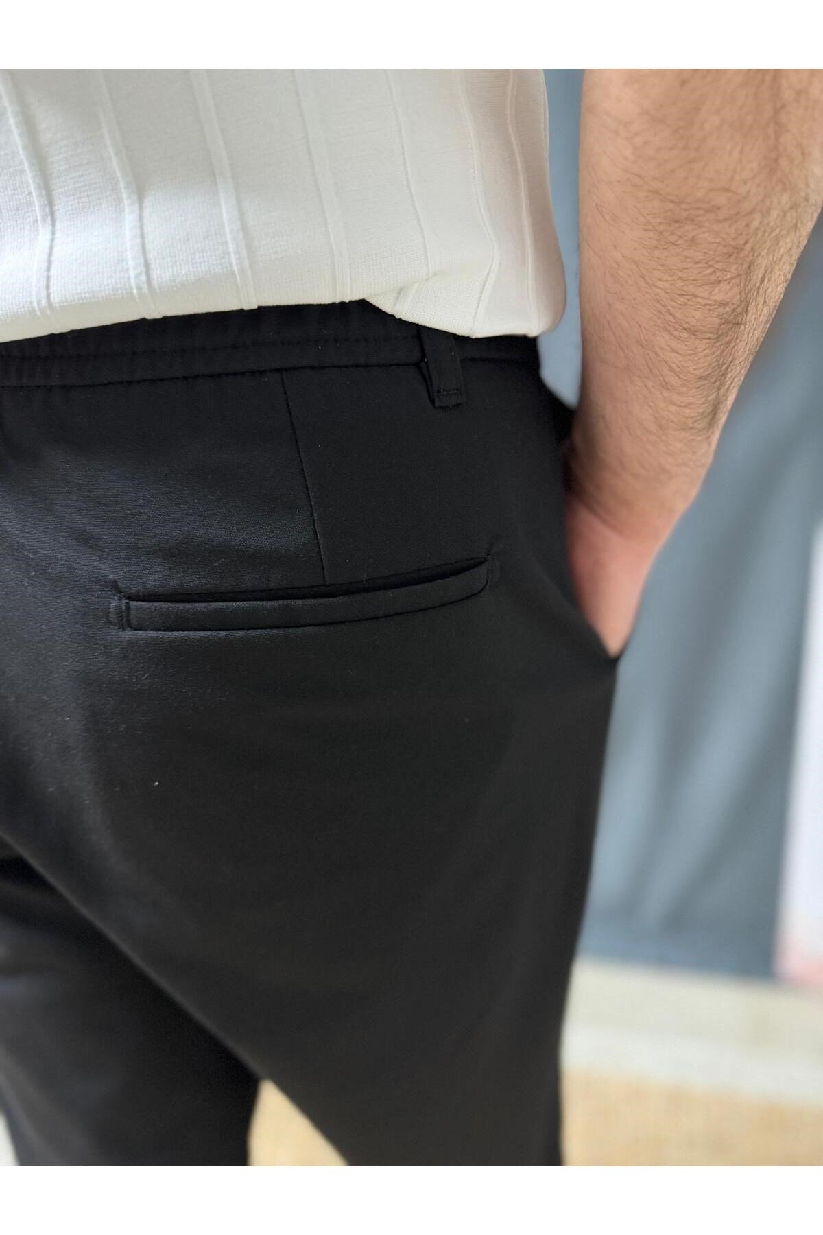 REGULAR FİT BELİ LASTİKLİ KUMAŞ PANTOLON