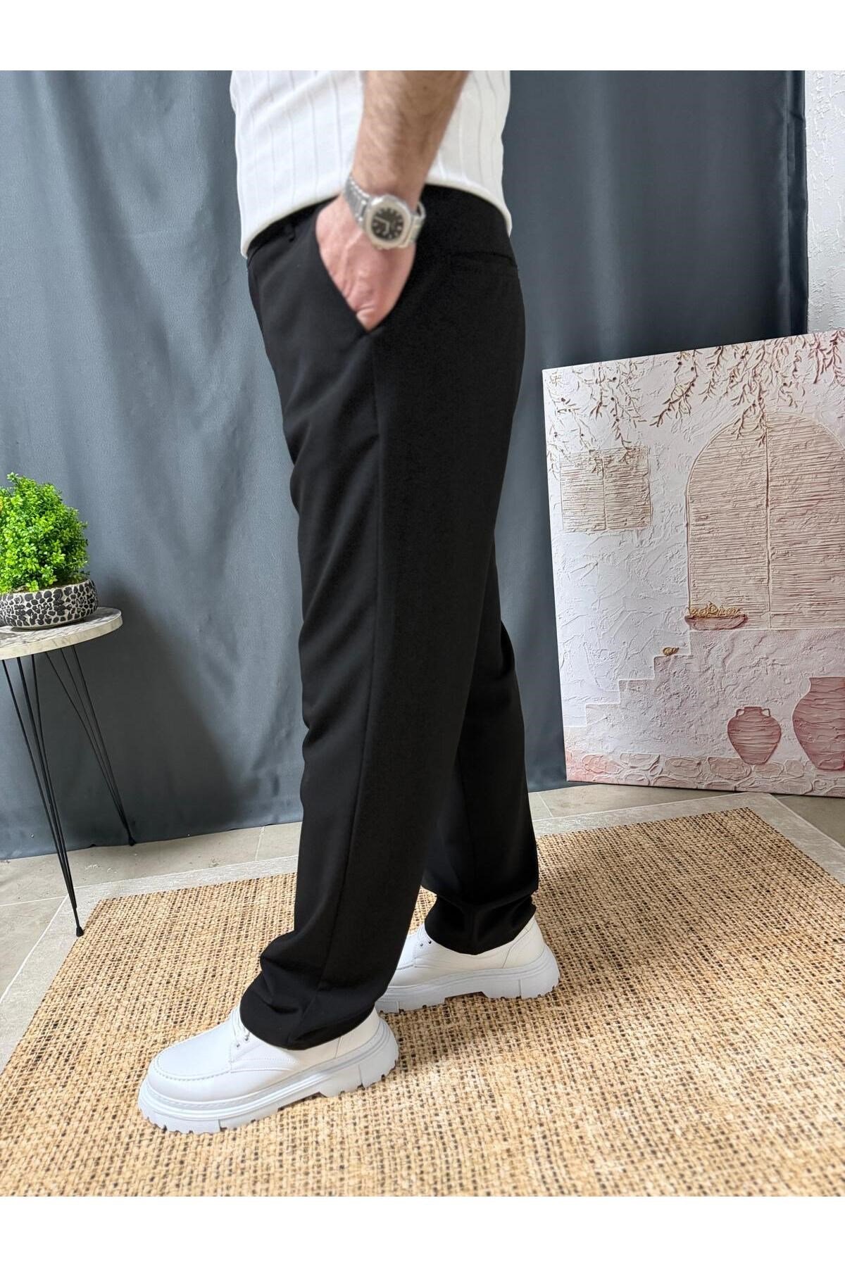 REGULAR FİT BELİ LASTİKLİ KUMAŞ PANTOLON