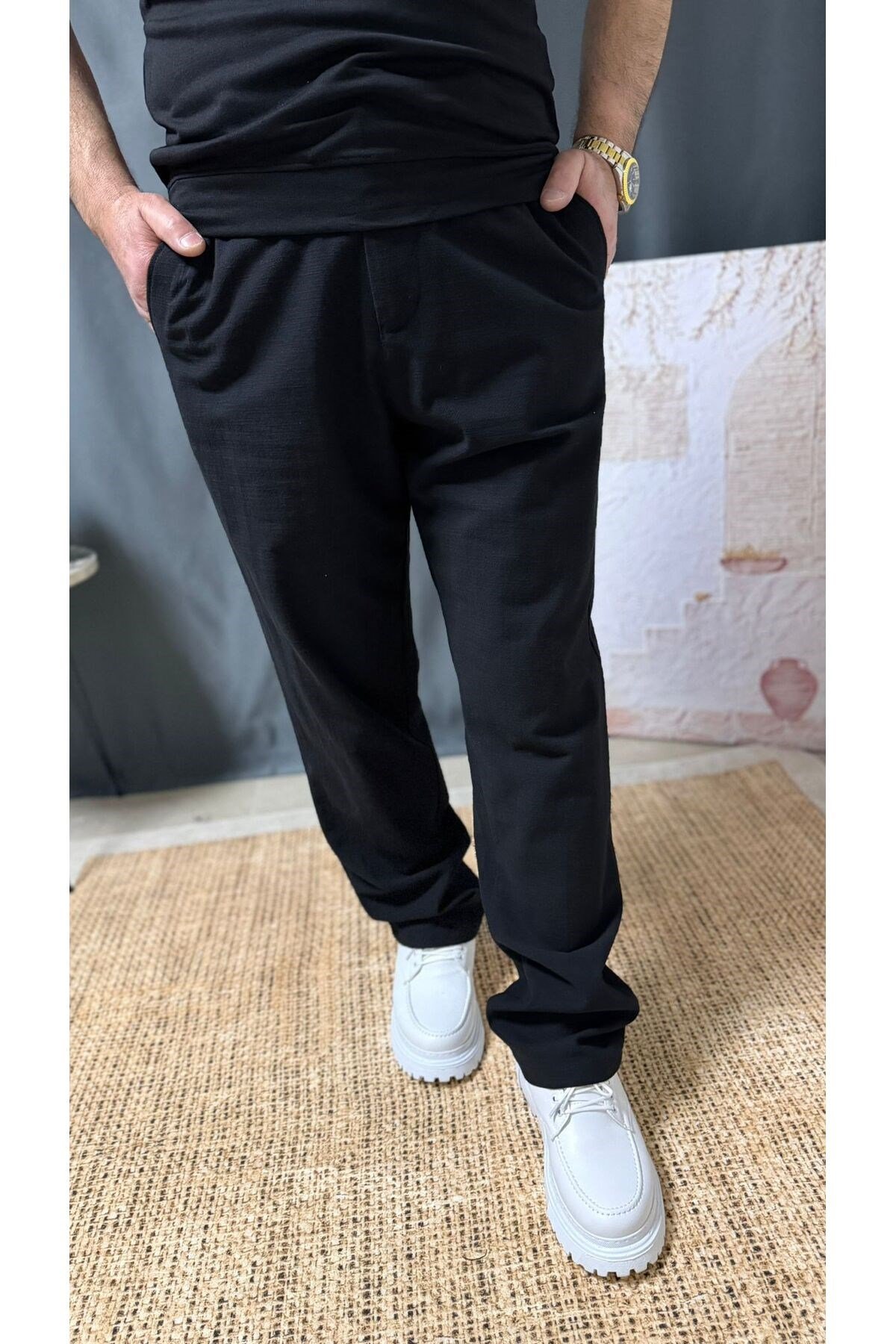 RELAX KESİM BELİ LASTİKLİ KUMAŞ BAGGY PANTOLON (1300)