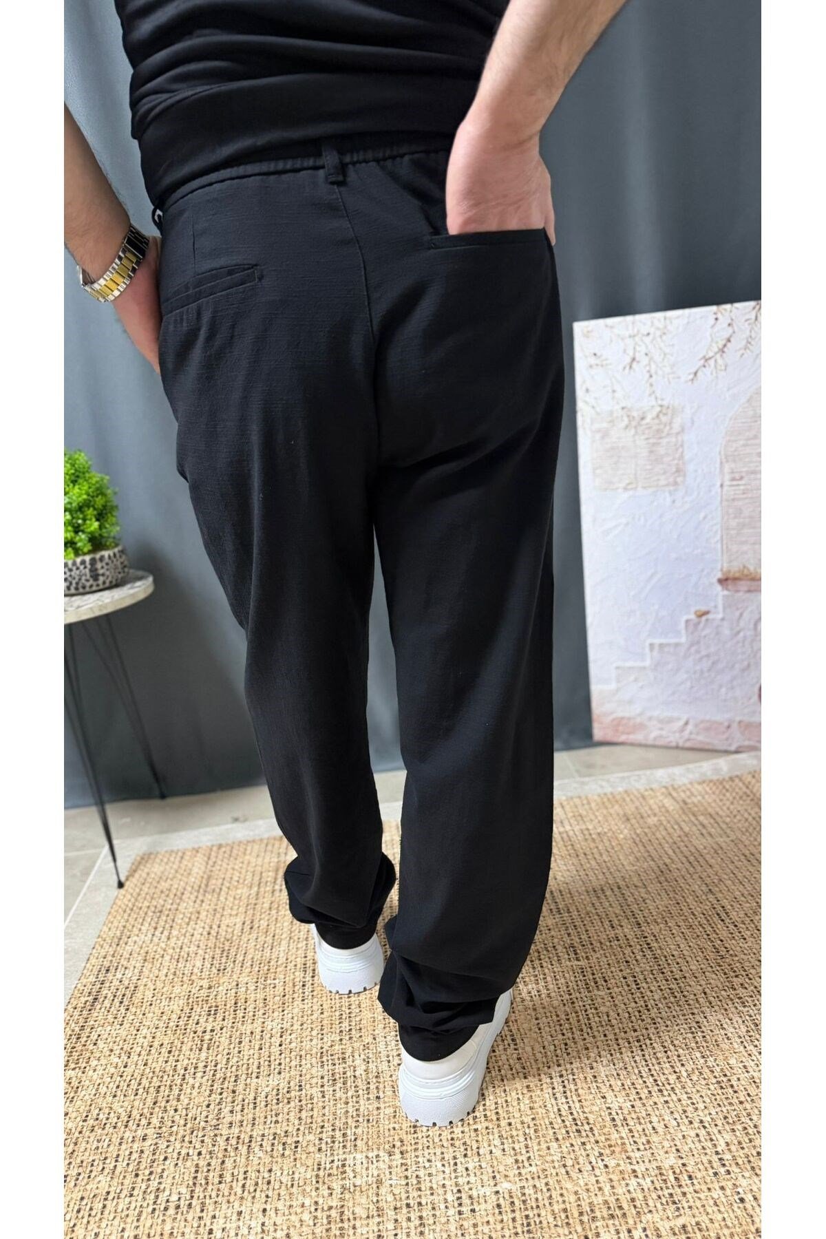 RELAX KESİM BELİ LASTİKLİ KUMAŞ BAGGY PANTOLON (1300)