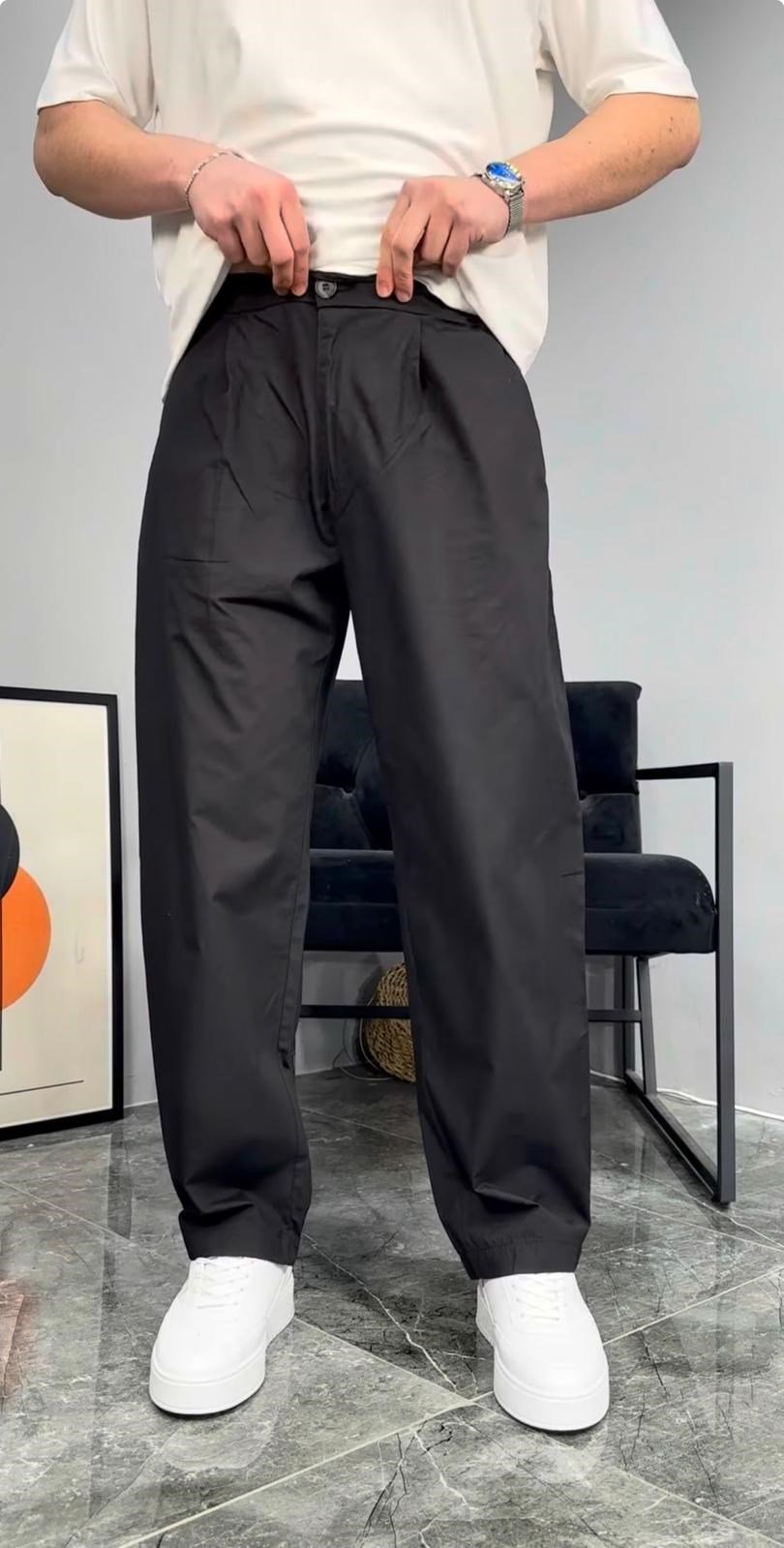 SUMMER PİLELİ BAGGY PANTOLON (SİYAH)