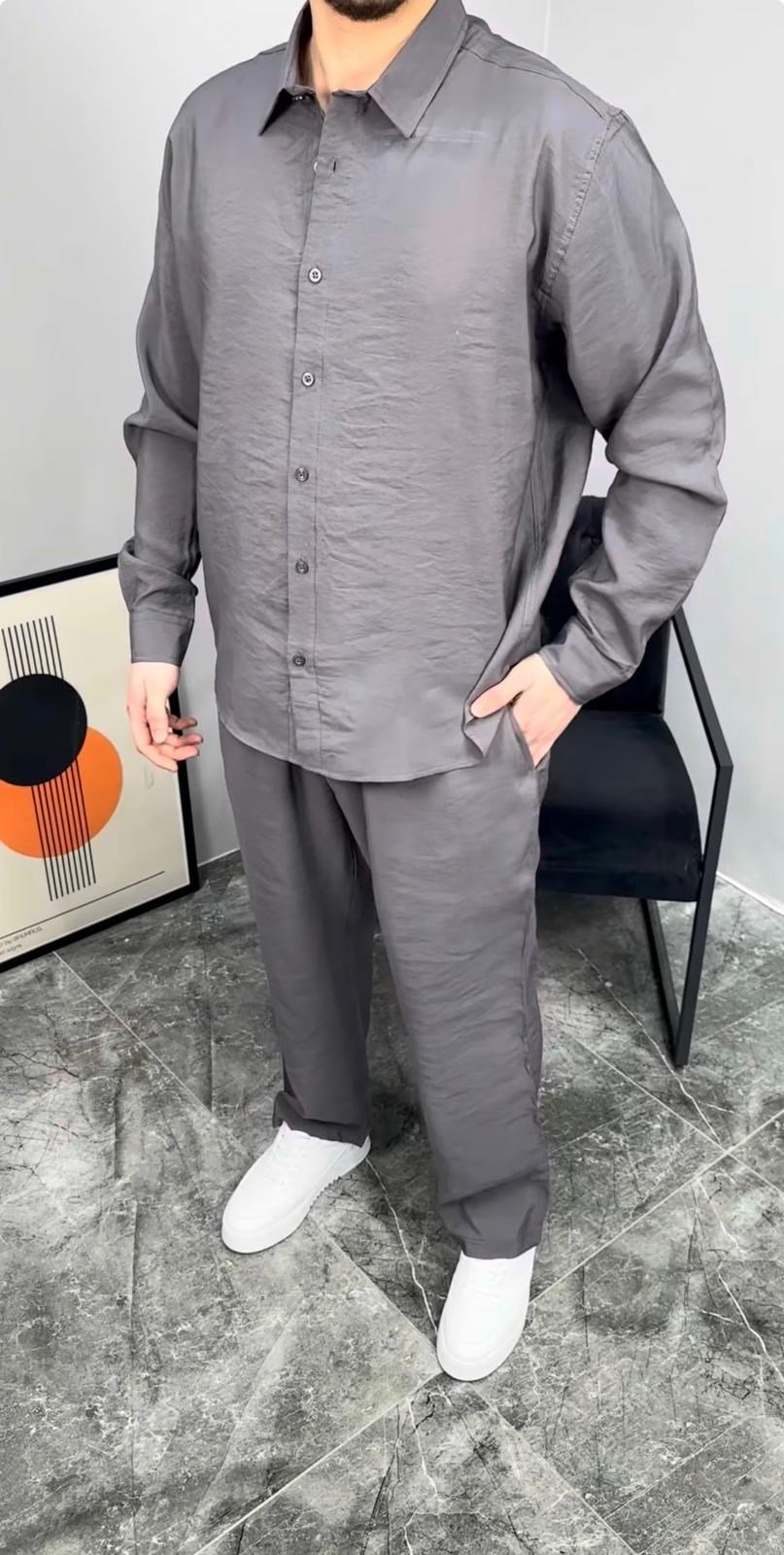TENSEL GÖMLEKLİ TAKIM (GRİ)