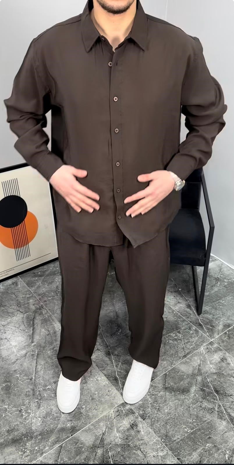 TENSEL GÖMLEKLİ TAKIM (KAHVERENGİ)