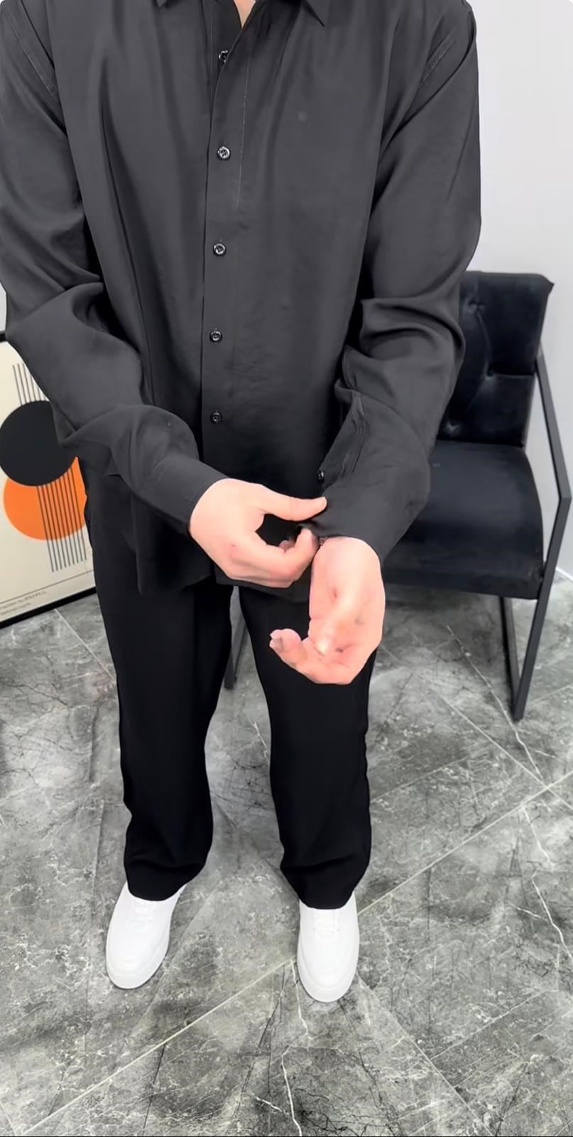 TENSEL GÖMLEKLİ TAKIM (SİYAH)