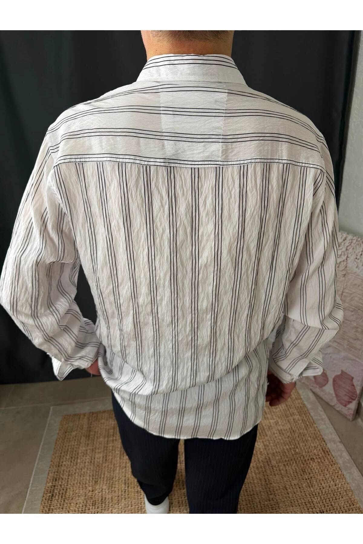 ÜÇ ÇİZGİLİ TENCEL GÖMLEK