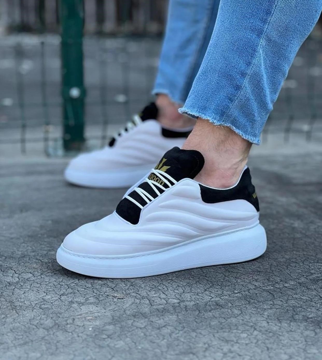 WAGOON WG094 ERKEK CASUAL GÜNLÜK AYAKKABI  (BEYAZ - SİYAH)