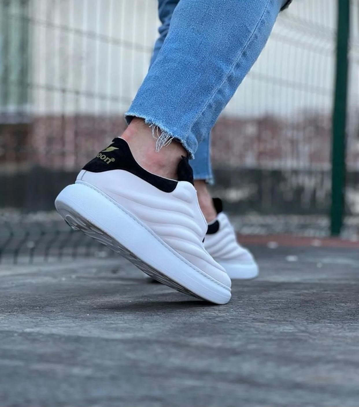 WAGOON WG094 ERKEK CASUAL GÜNLÜK AYAKKABI  (BEYAZ - SİYAH)