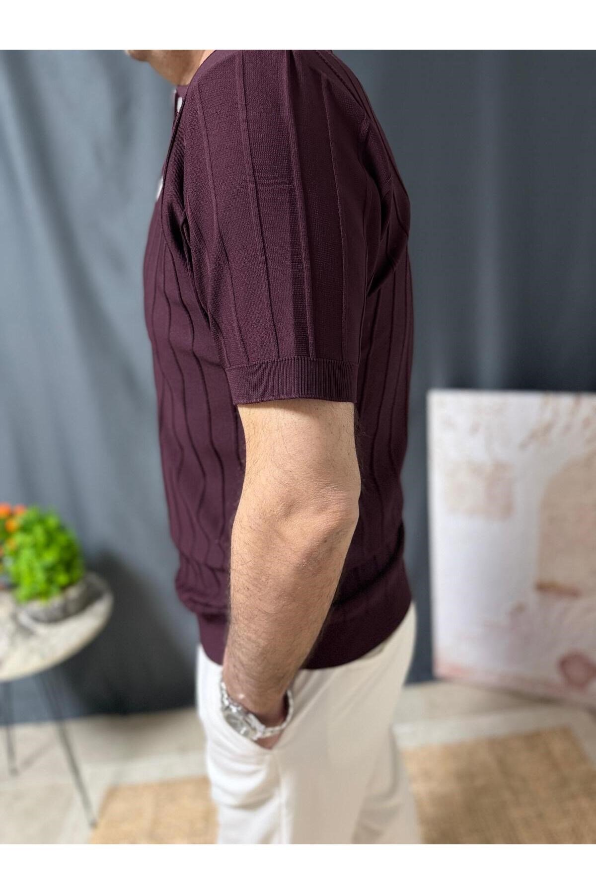YAKASI ÇİZGİ DETAYLI FERMUARLI POLO YAKA FİT KESİM TİŞÖRT
