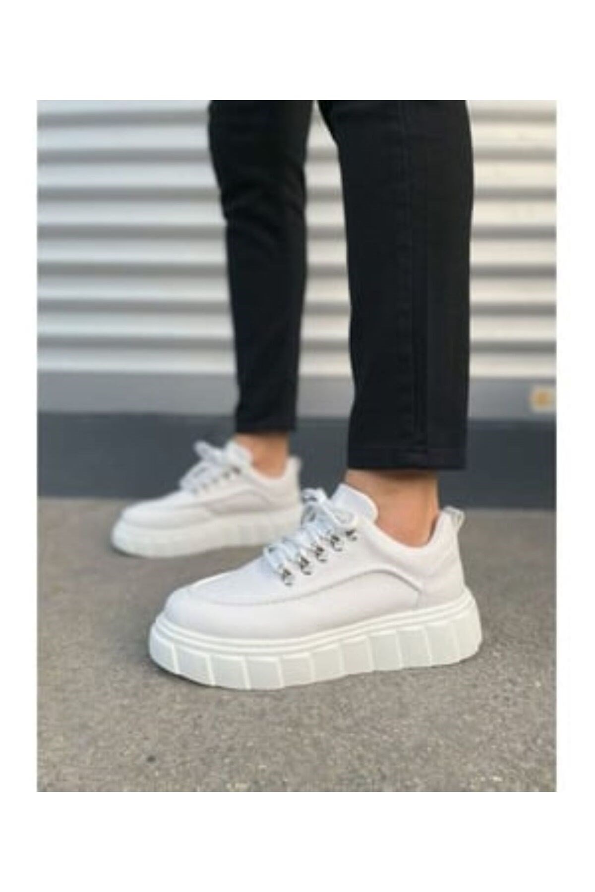 YÜKSEK TABANLI , BAĞCIKLI, ERKEK SNEAKER AYAKKABI