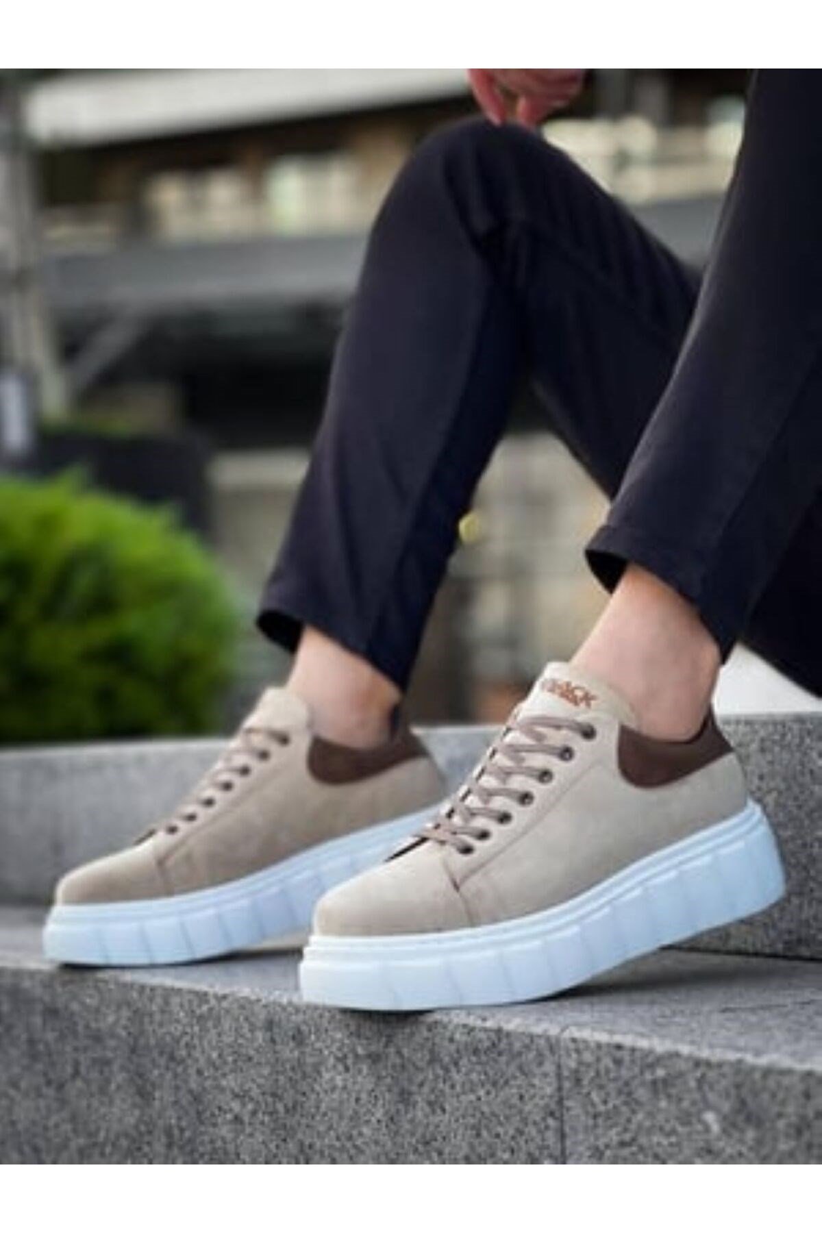 YÜKSEK TABANLI , BAĞCIKLI, ERKEK SNEAKER AYAKKABI