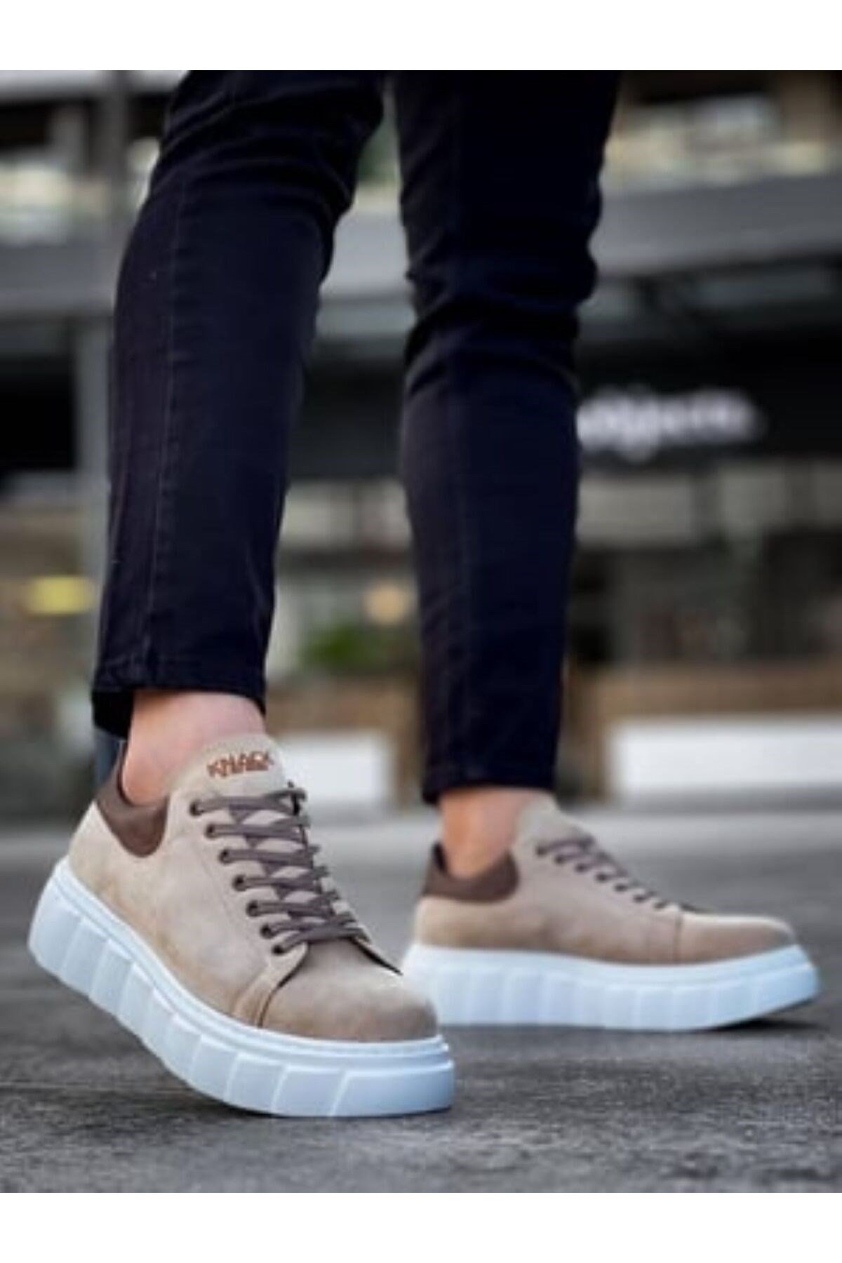 YÜKSEK TABANLI , BAĞCIKLI, ERKEK SNEAKER AYAKKABI