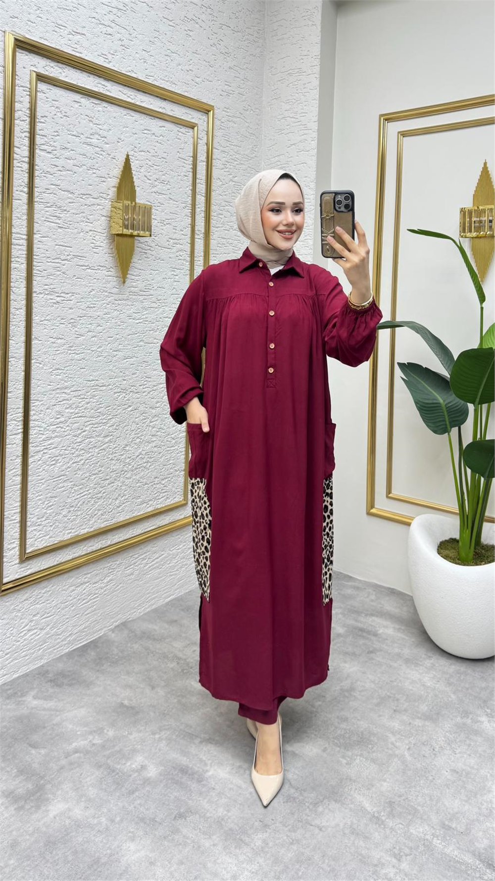 Viskon Takım Leopar Cepli-Bordo