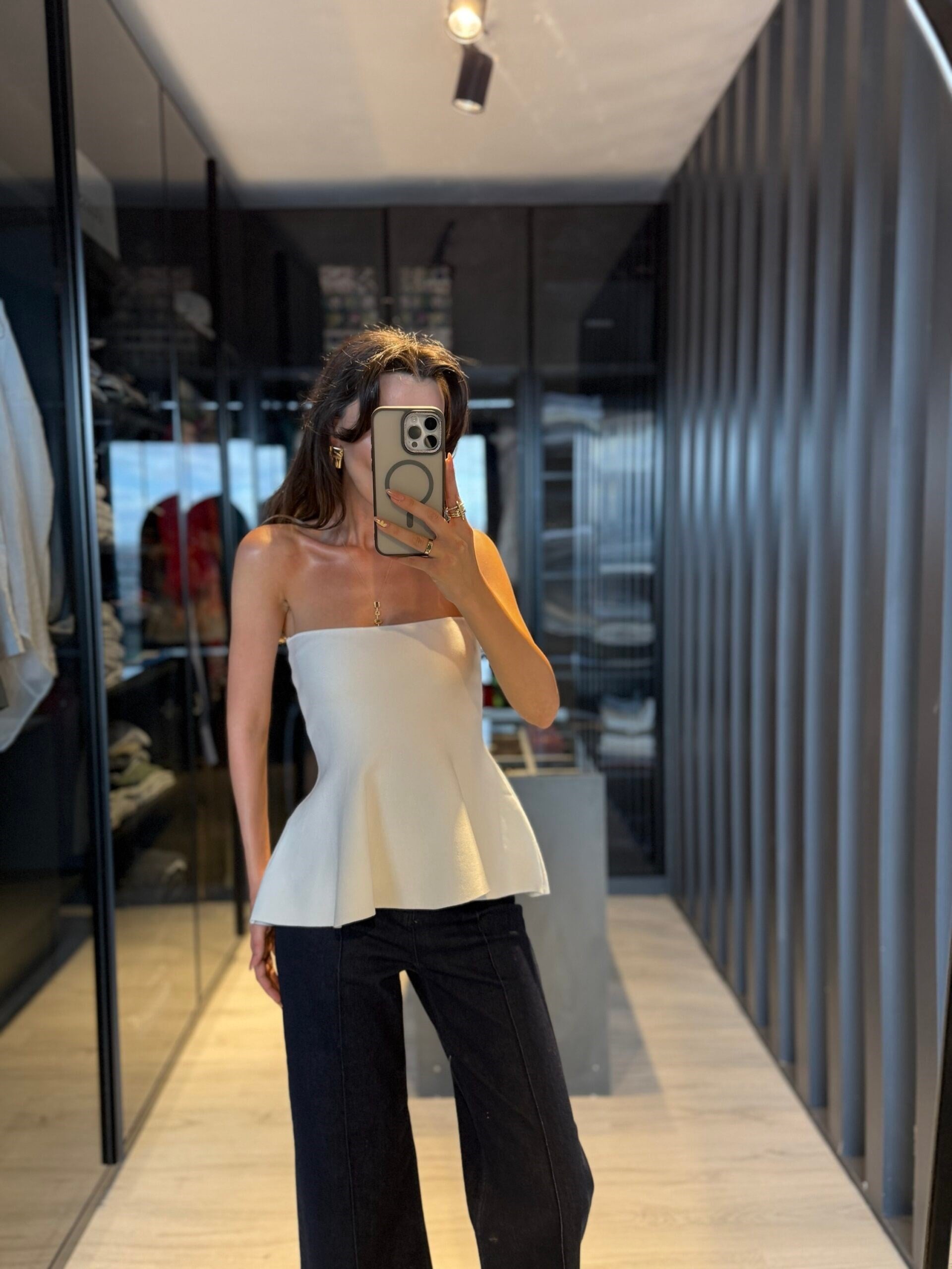  Beayz Straplez Peplum Triko Top
