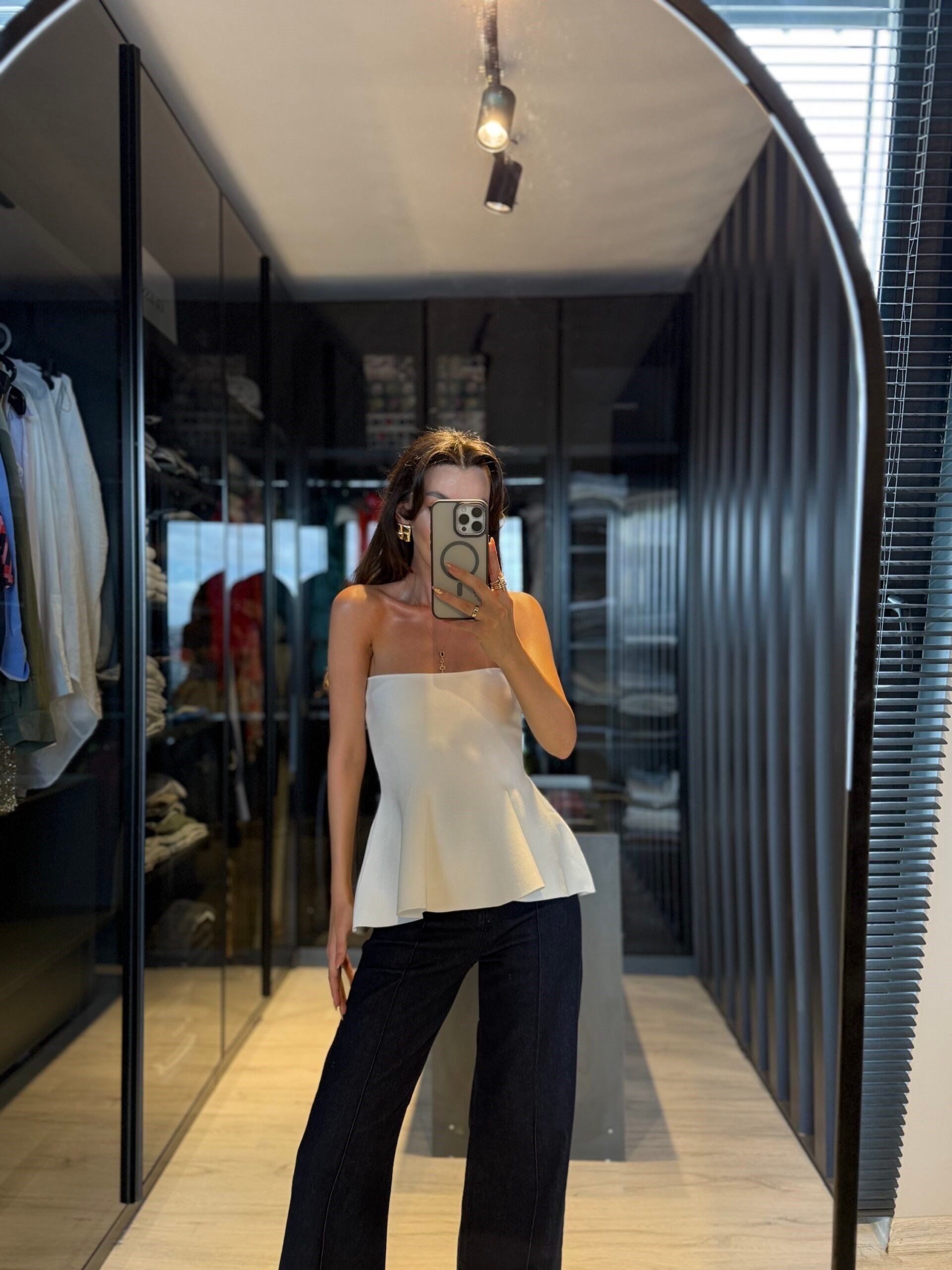  Beayz Straplez Peplum Triko Top