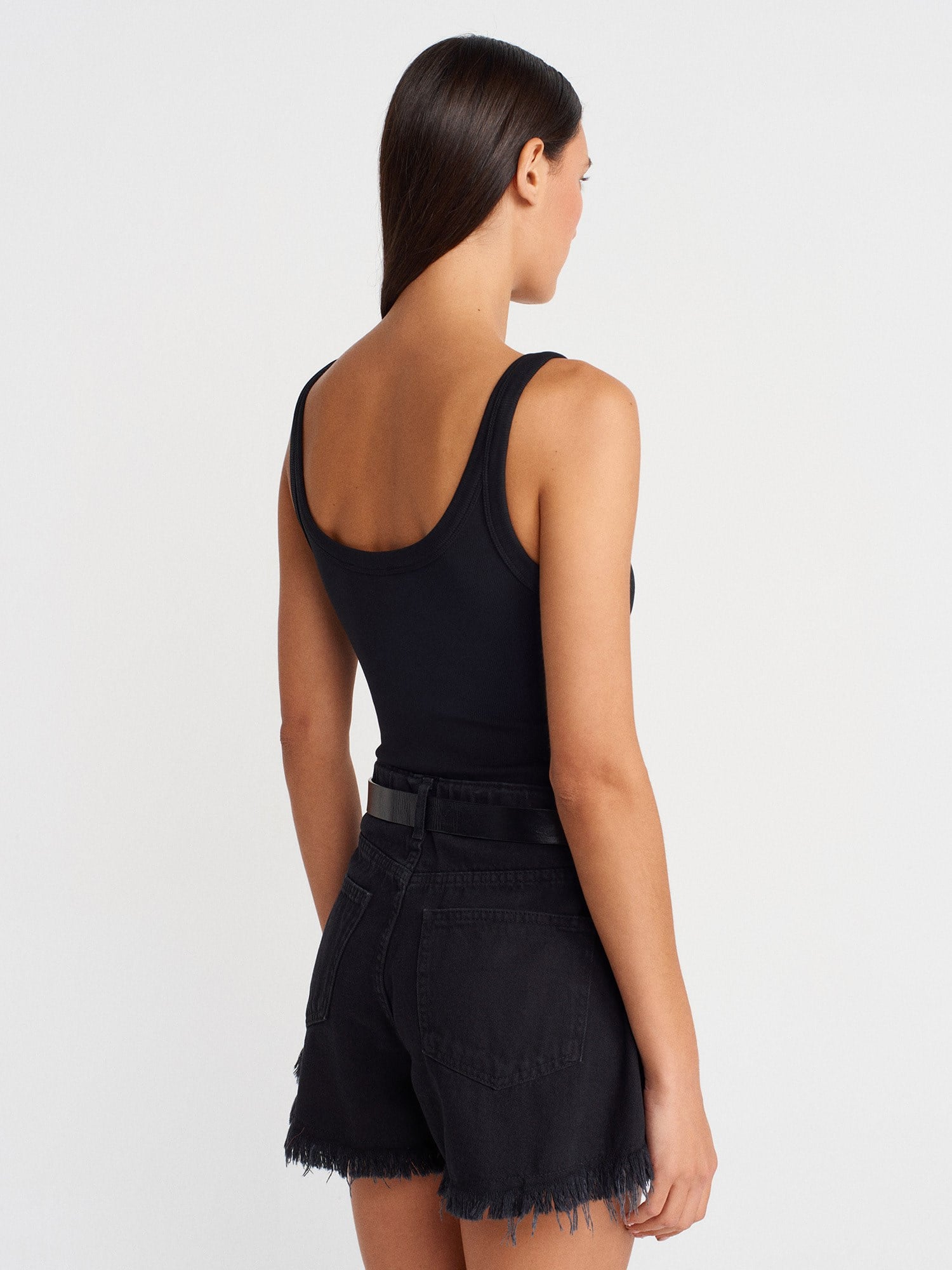  Siyah Fitilli bodysuit