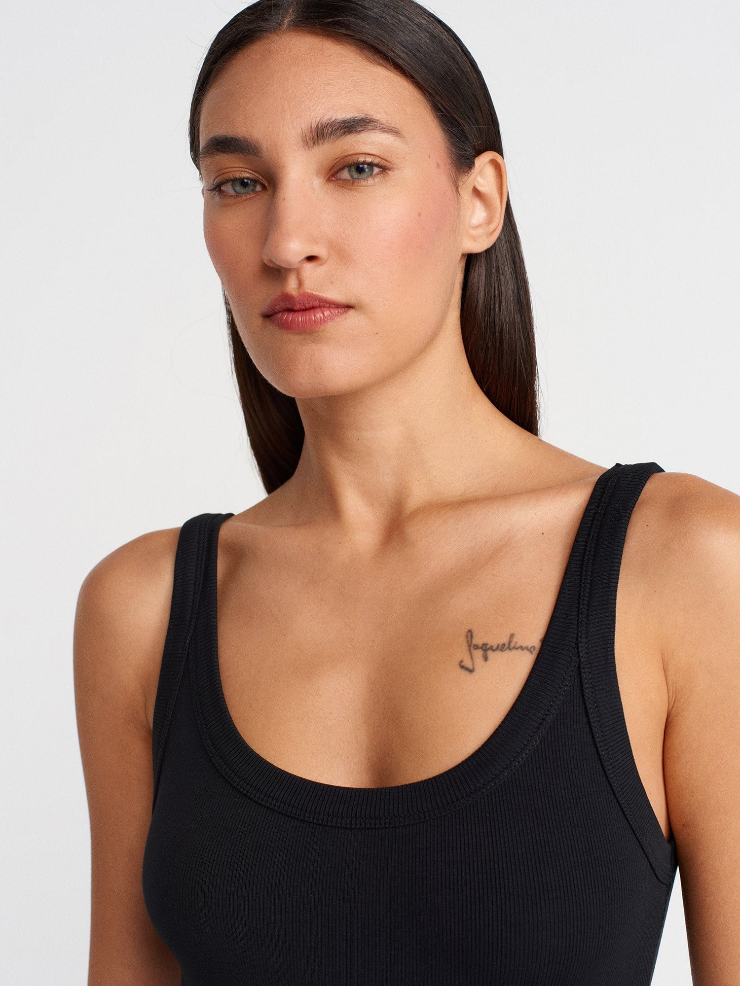  Siyah Fitilli bodysuit