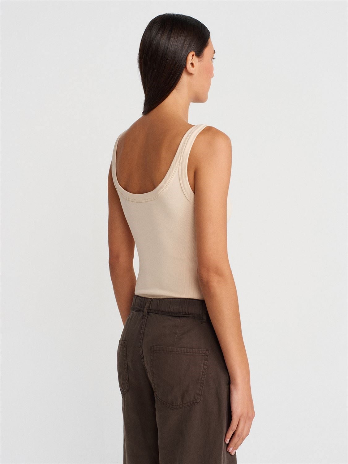 Bej  Fitilli Bodysuit