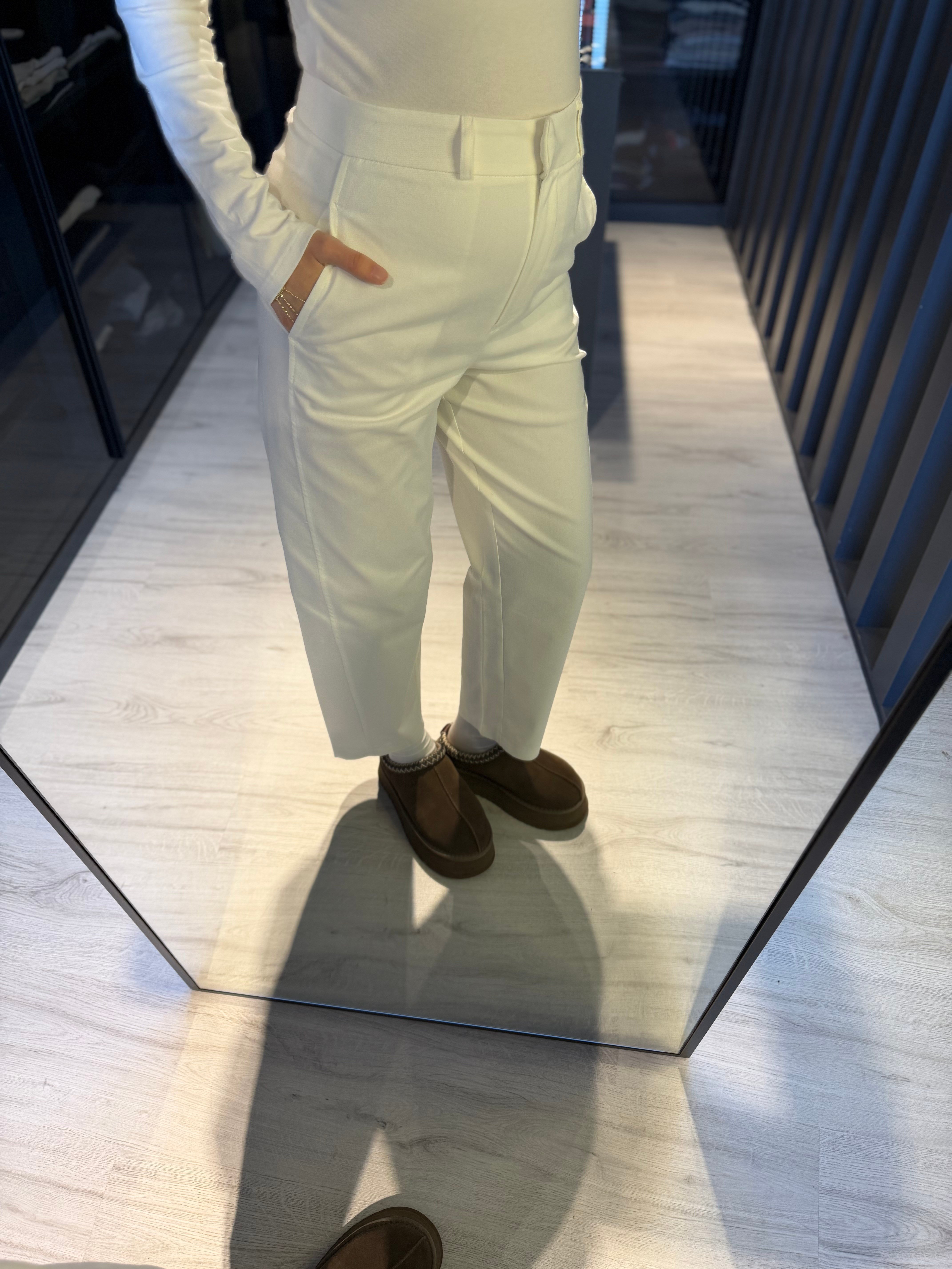 Beyaz Gabardin Barrel Pantolon