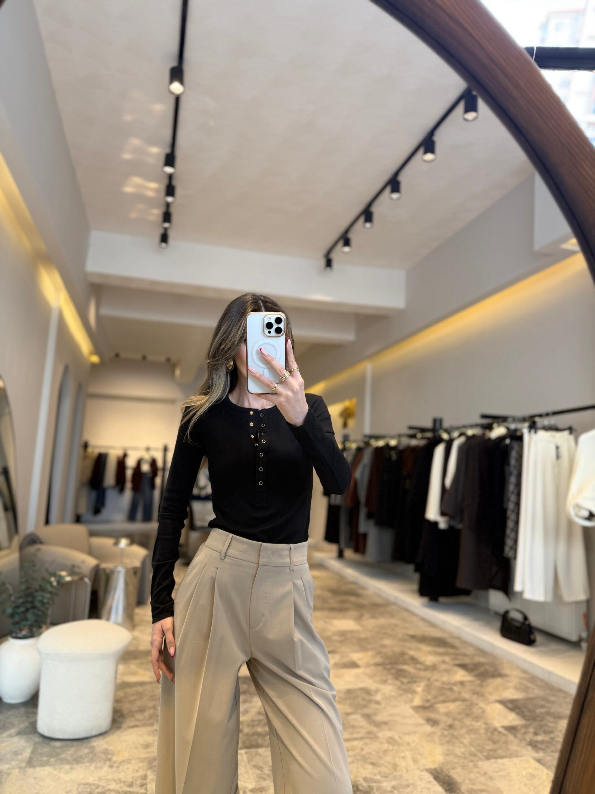 Çıtçıtlı uzun kollu top