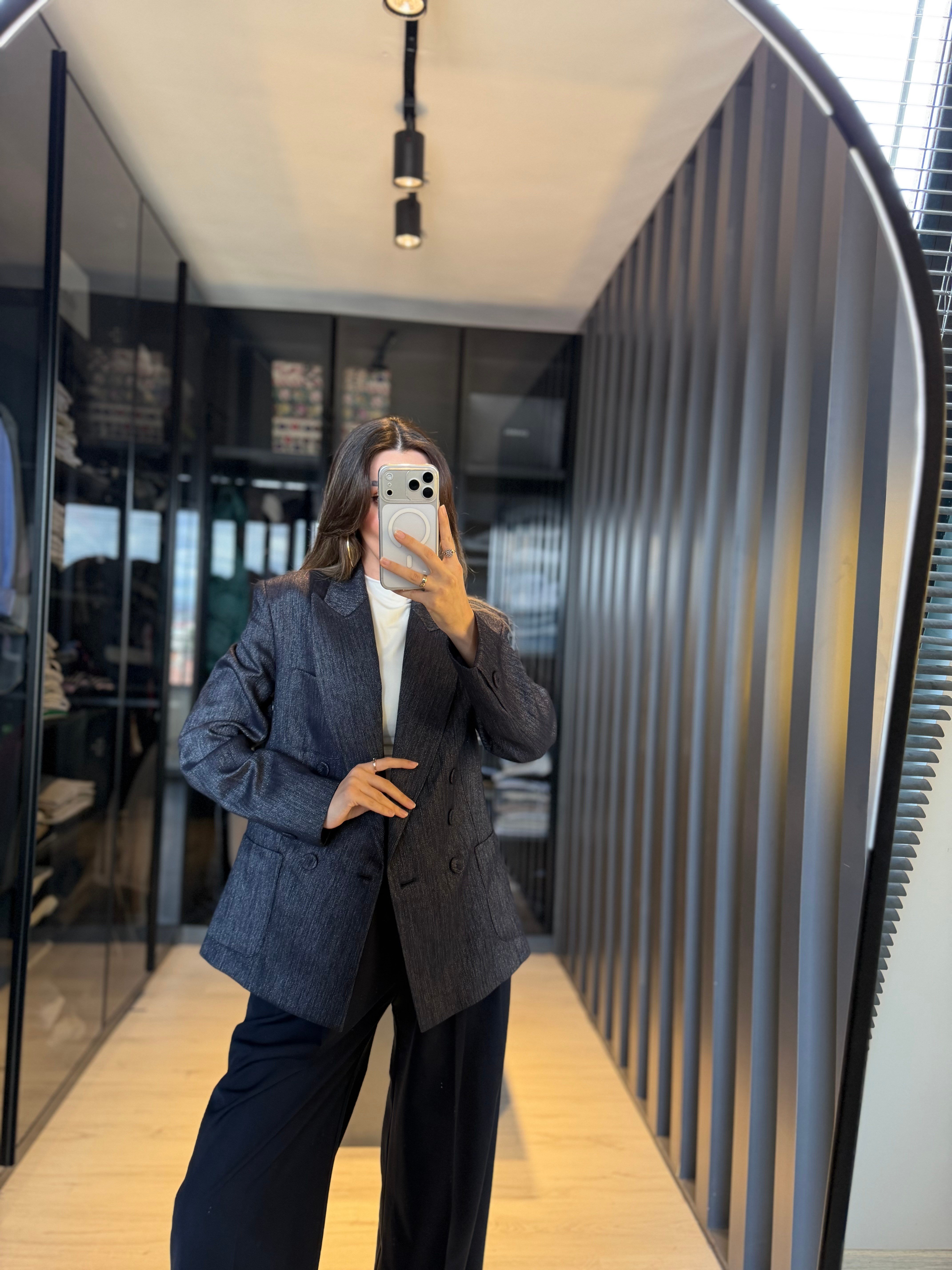 Denim Premium Kruvaze Ceket 