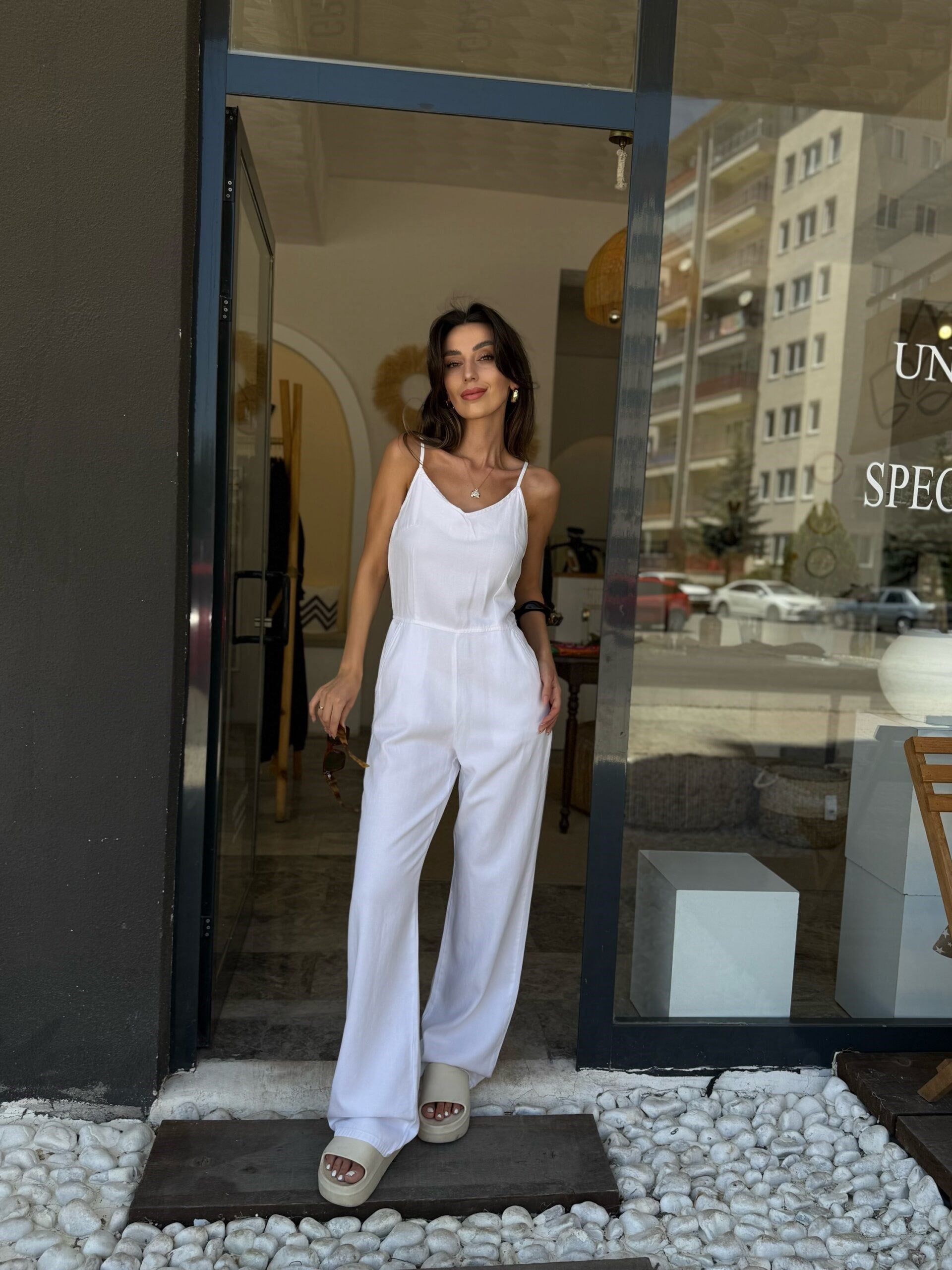 İnce askılı tensel tulum
