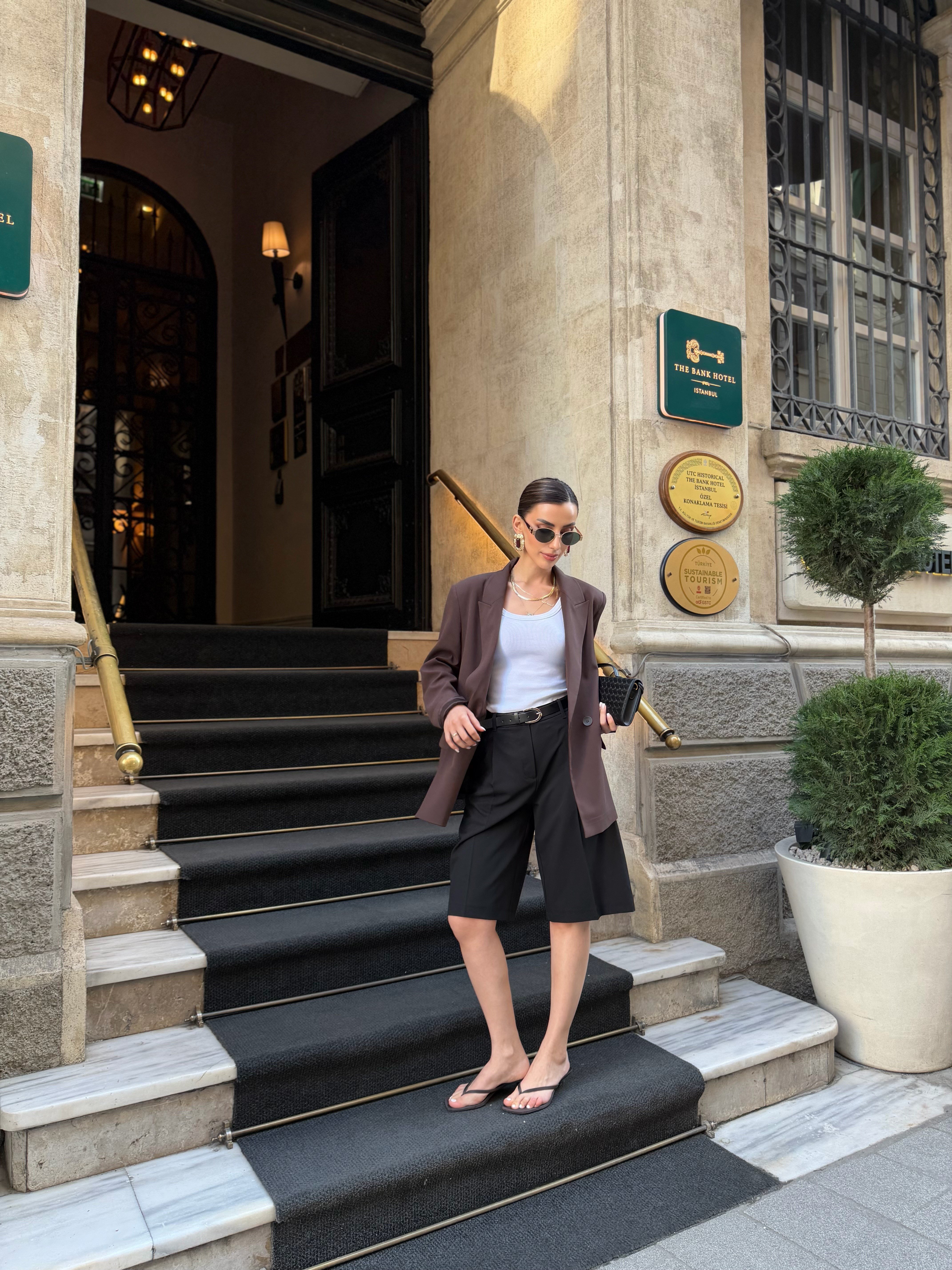 Kahve Kruvaze Blazer ceket 