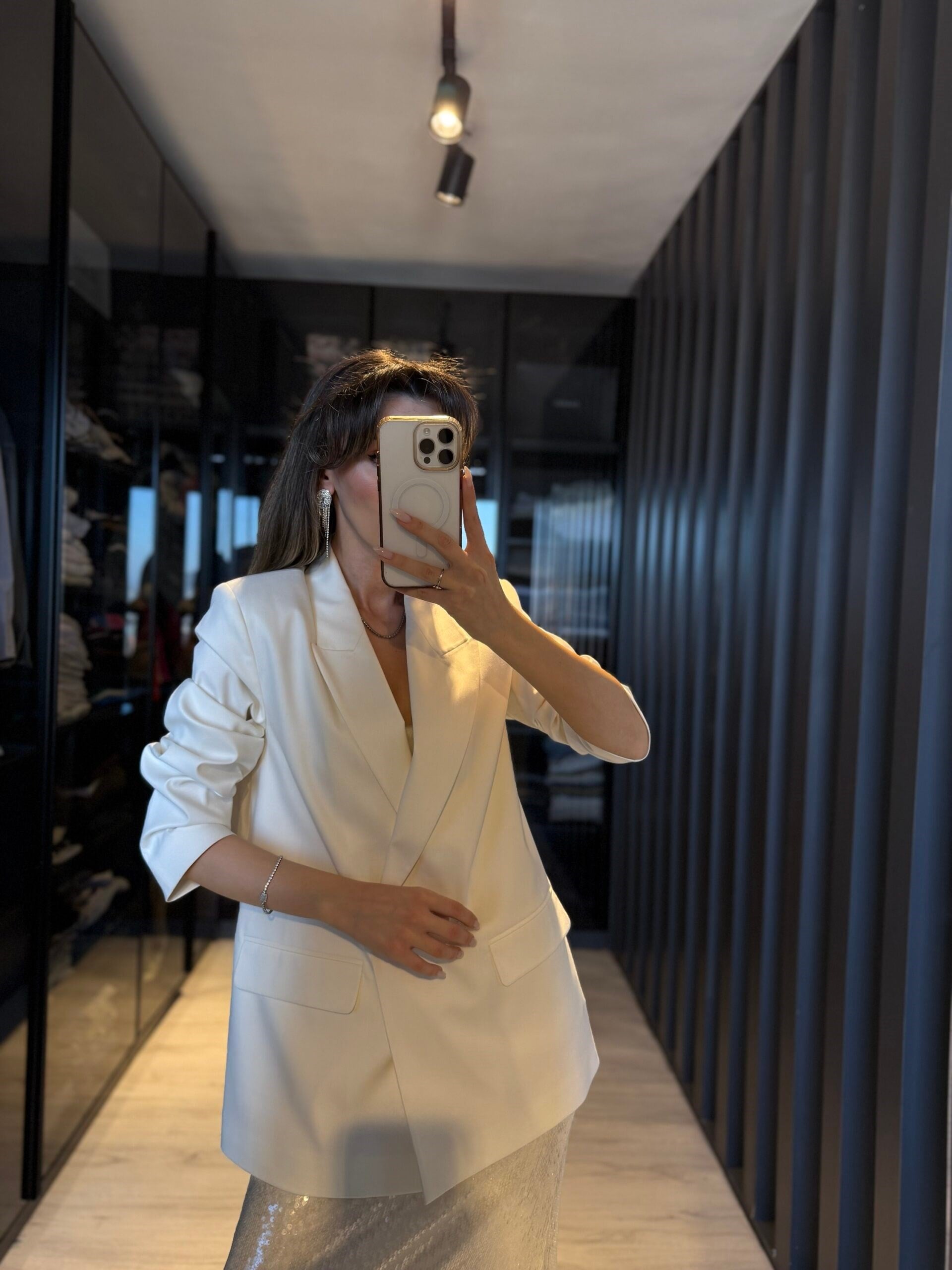 Kruvaze çift düğme Blazer ceket