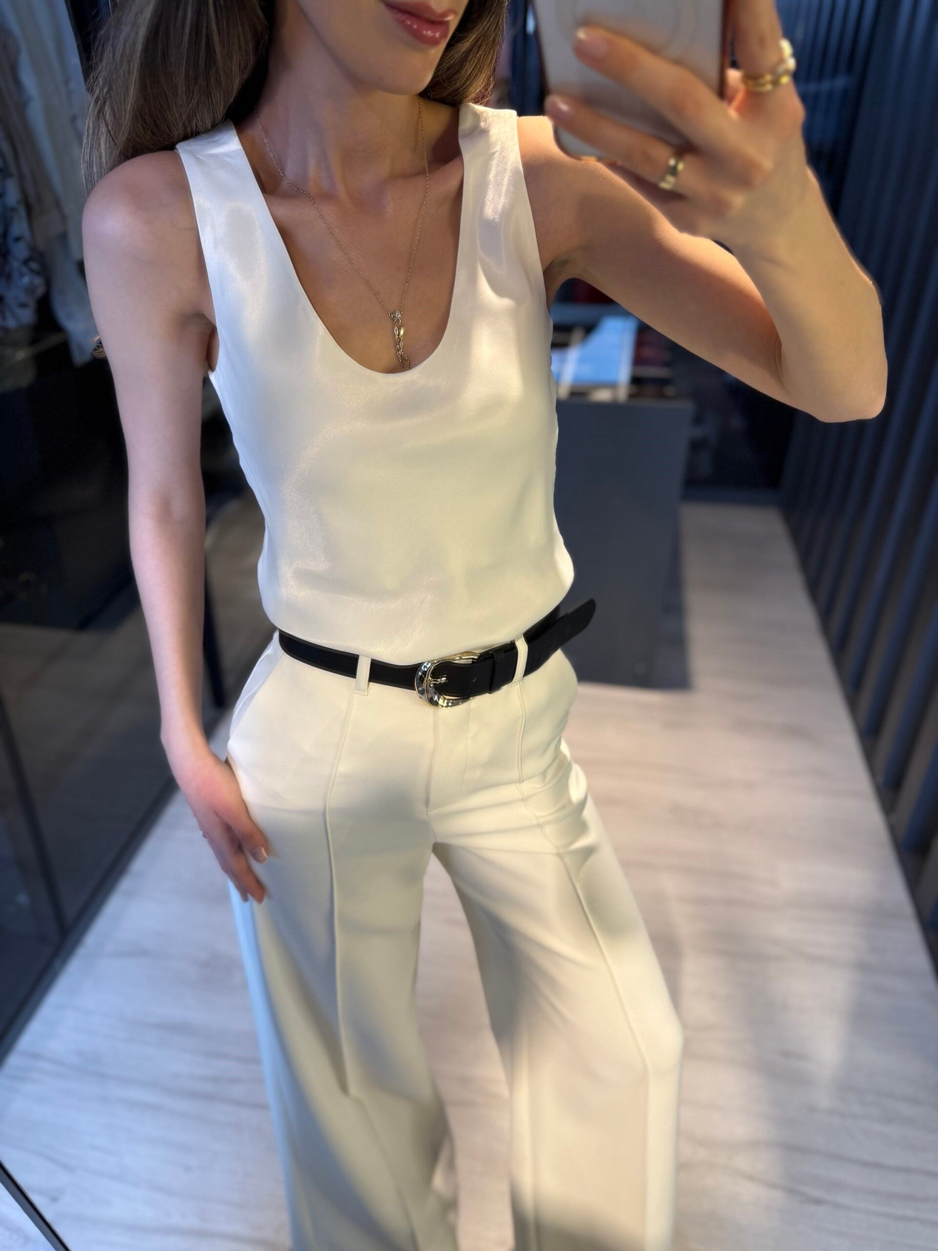 Saten askılı bluz
