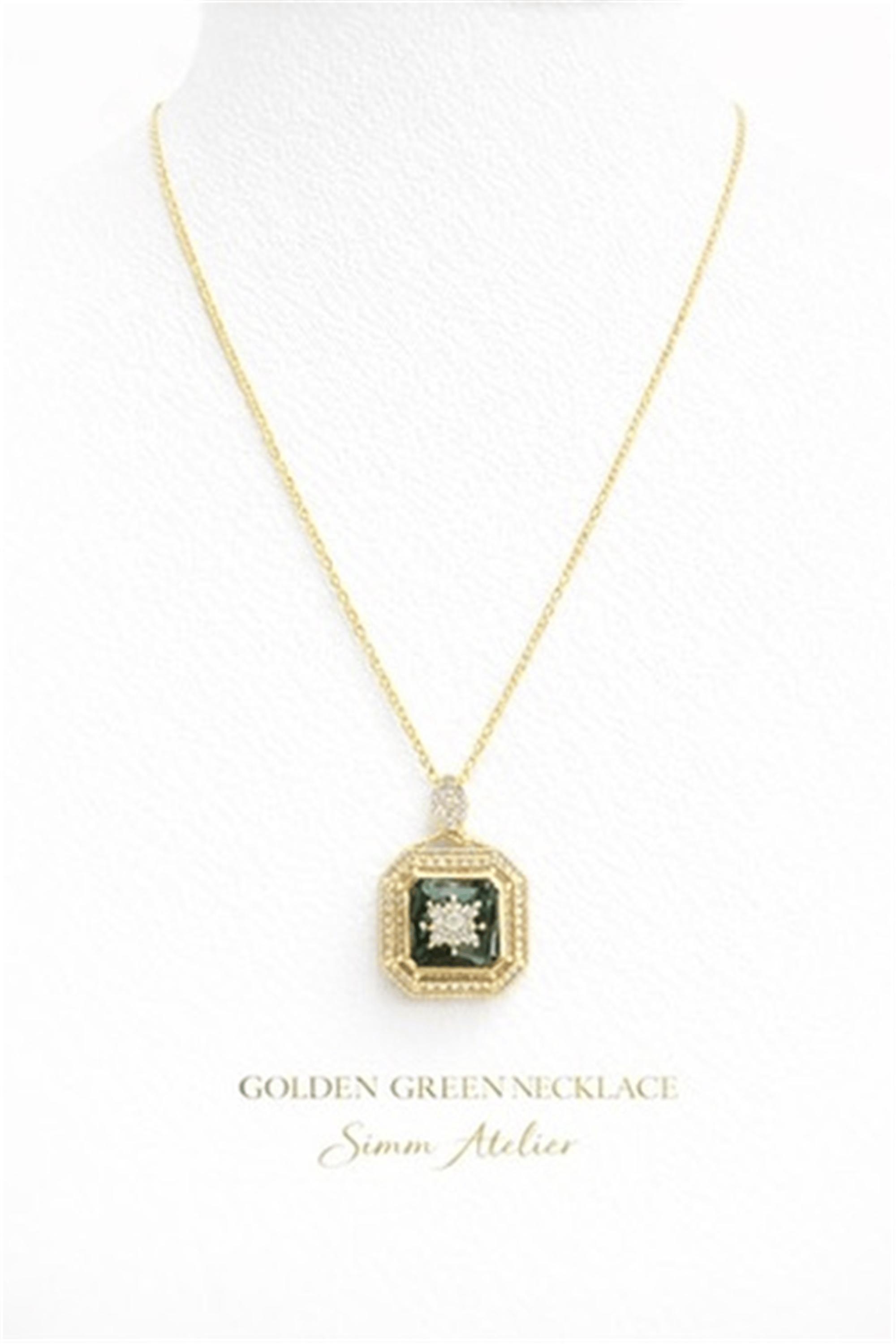 Golden Necklace Zümrüt Yeşili Kolye | Şık El Yapımı Bijuteri Kadın Kolyesi