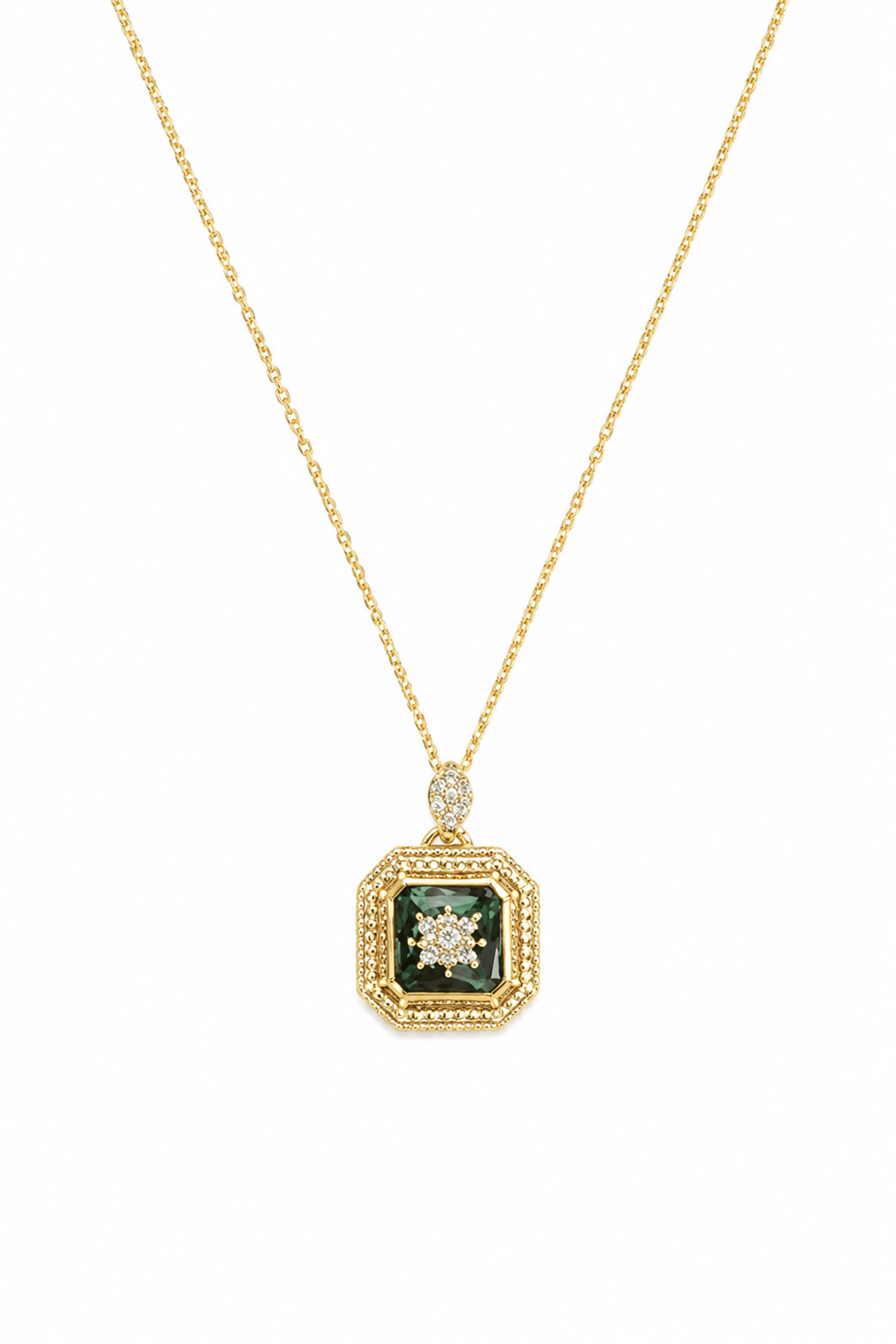 Golden Necklace Zümrüt Yeşili Kolye | Şık El Yapımı Bijuteri Kadın Kolyesi