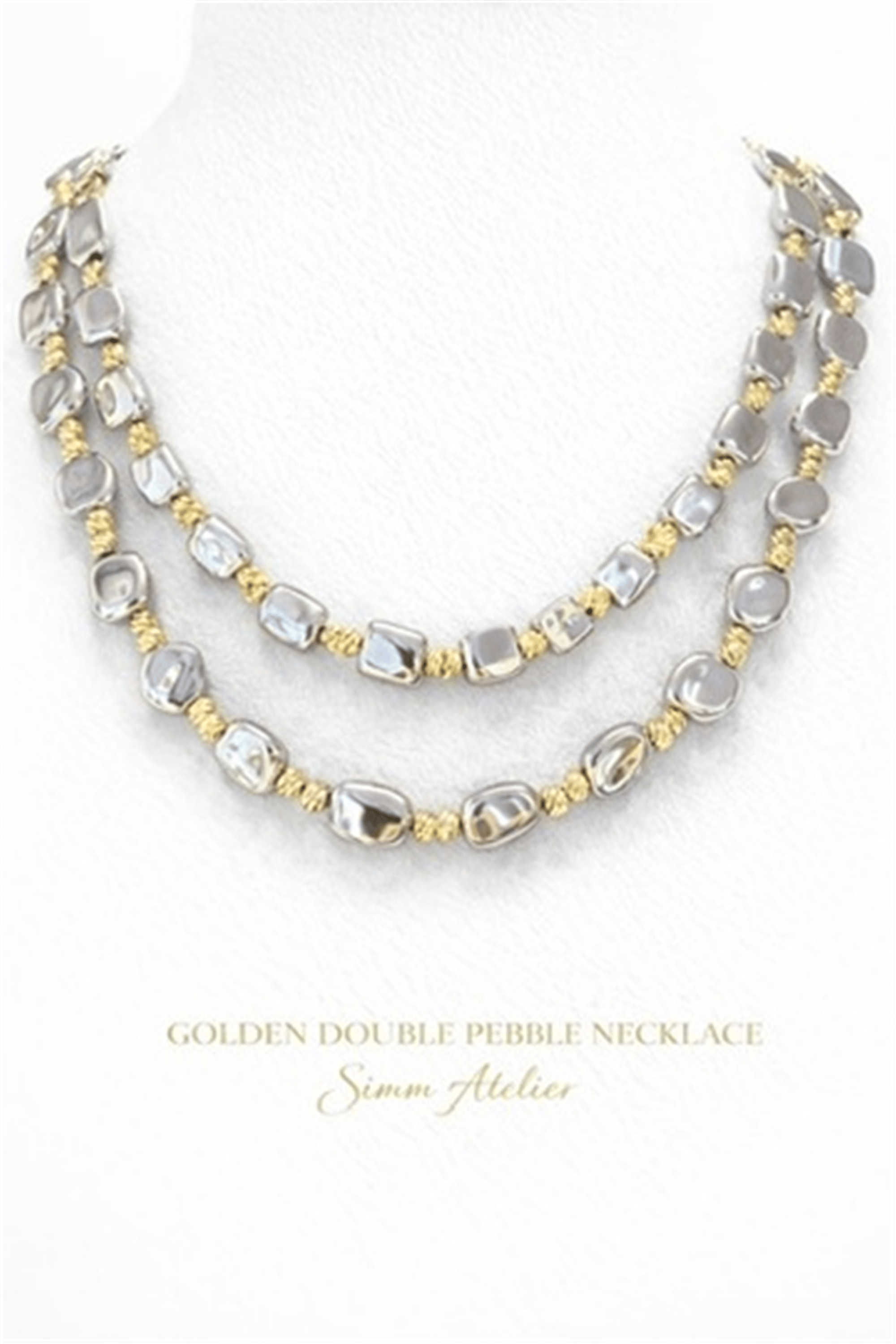 Goldenstone Sarı Gümüş Taşlı İkili Kolye | Şık El Yapımı Bijuteri Kadın Kolyesi