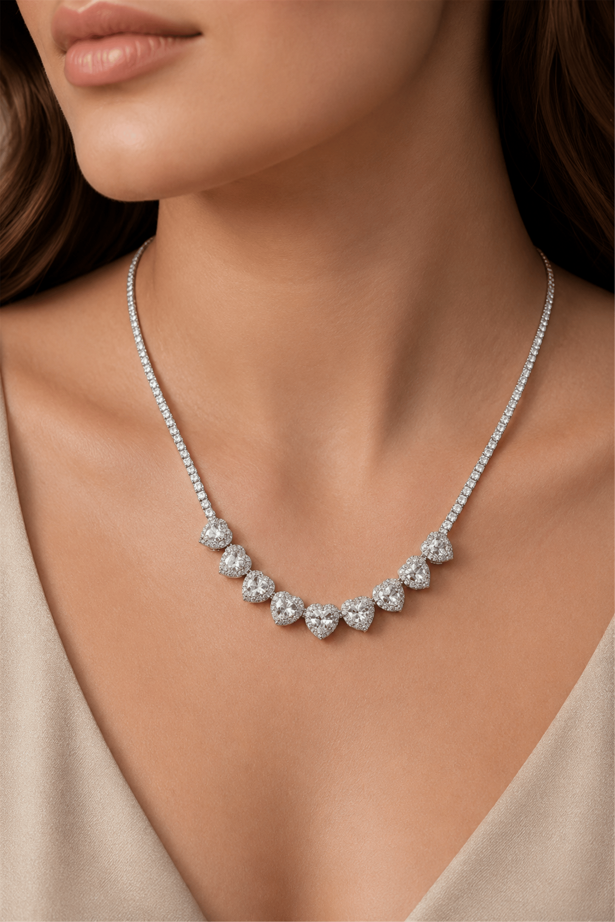Heart Kalp Mozanit Kolye | Şık El Yapımı Bijuteri Kadın Kolyesi