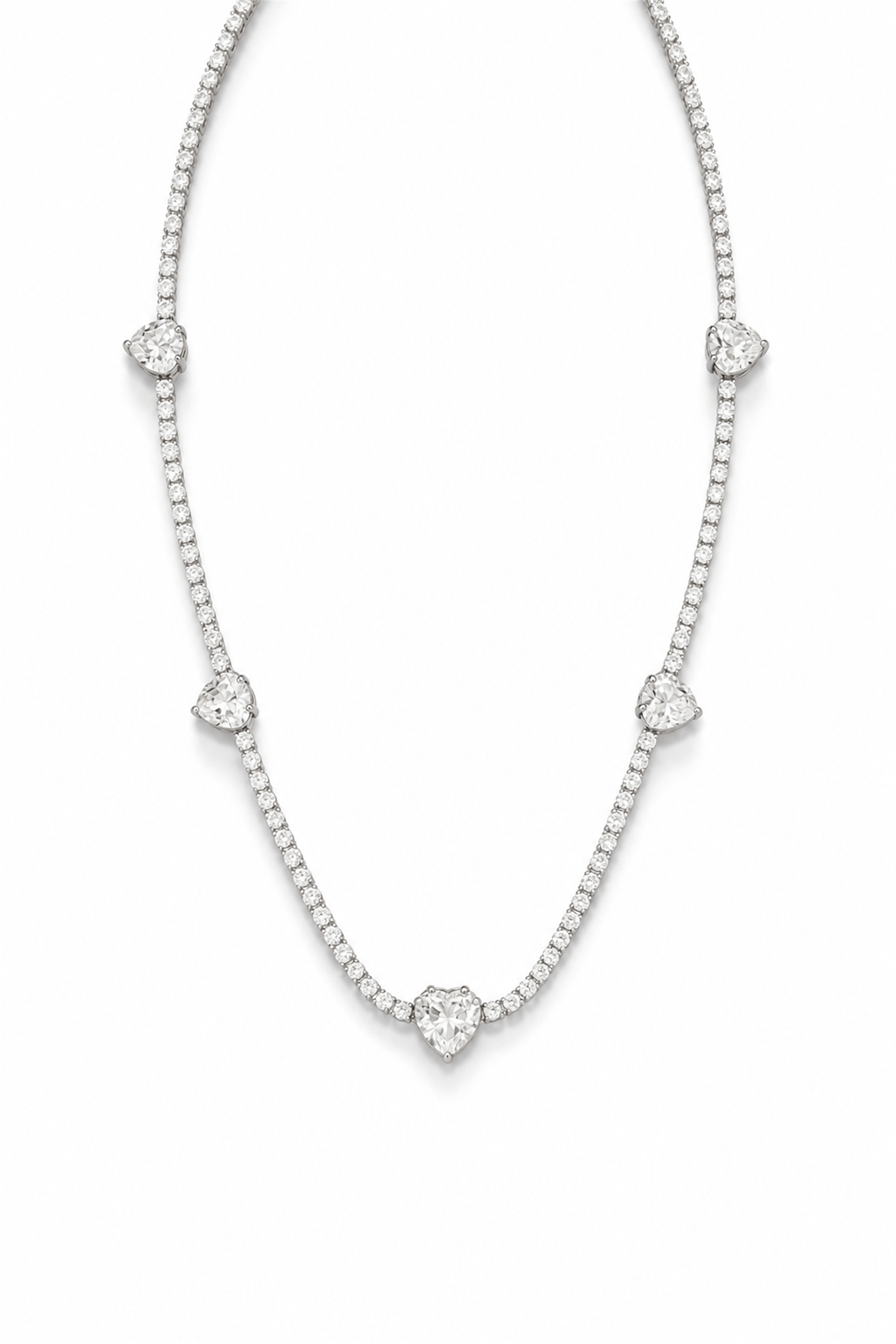 Heart Silver Kalpli Mozanit Kolye | Şık El Yapımı Bijuteri Kadın Kolyesi