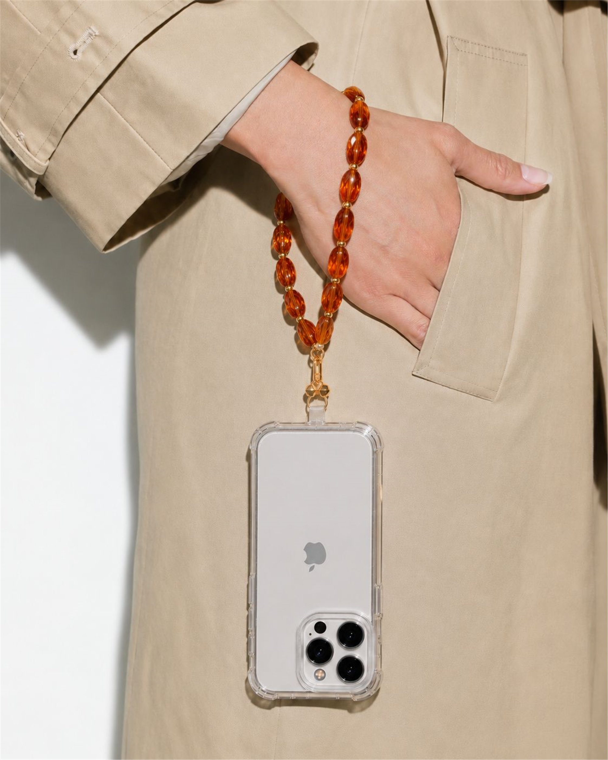 Iconic Kehribar Telefon Askısı, Boncuklu Telefon Charmı ve Çanta Aksesuarı