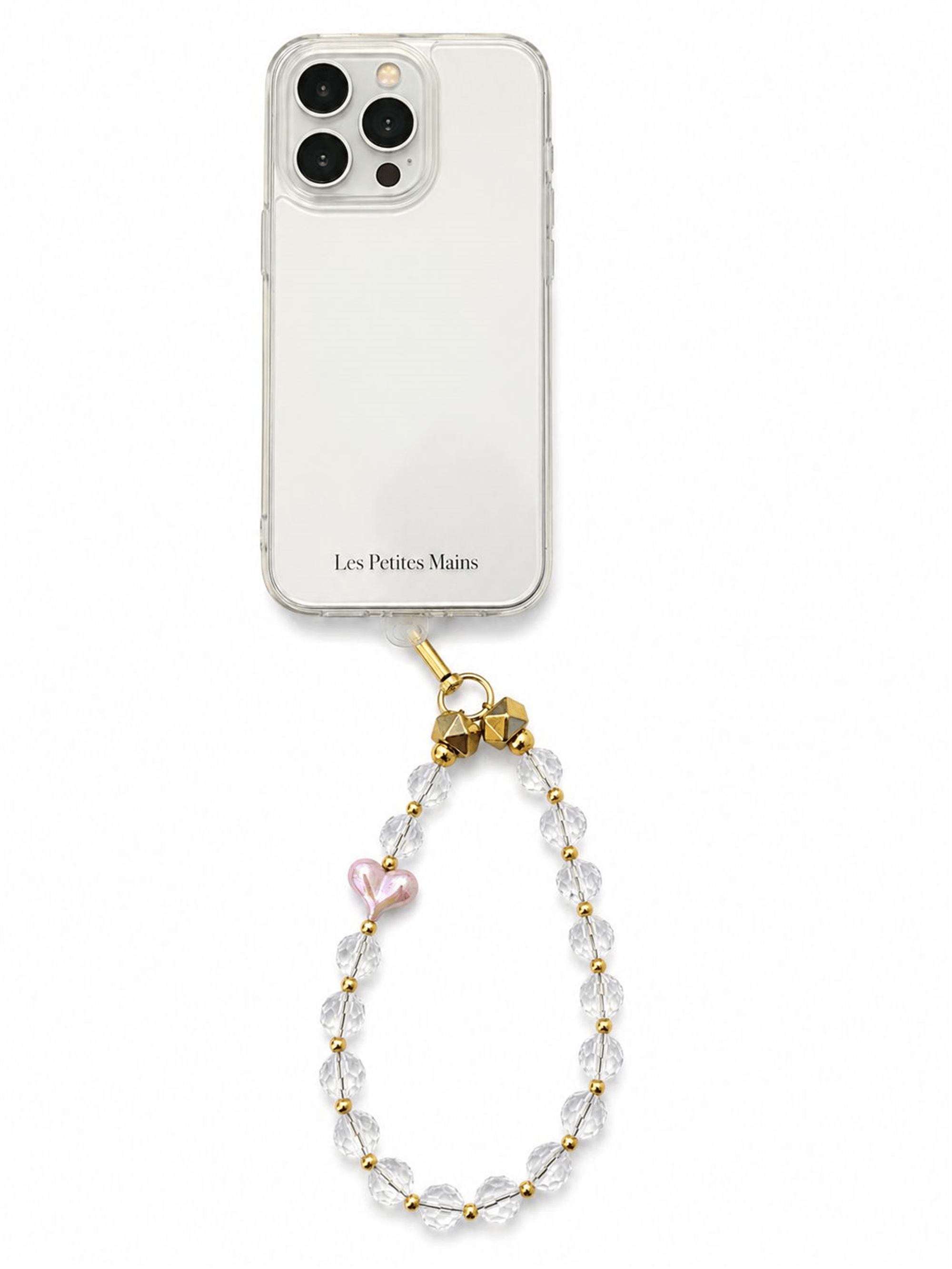 Iconic Kristal Pembe Kalpli Telefon Askısı, Boncuklu Telefon Charmı ve Çanta Aksesuarı