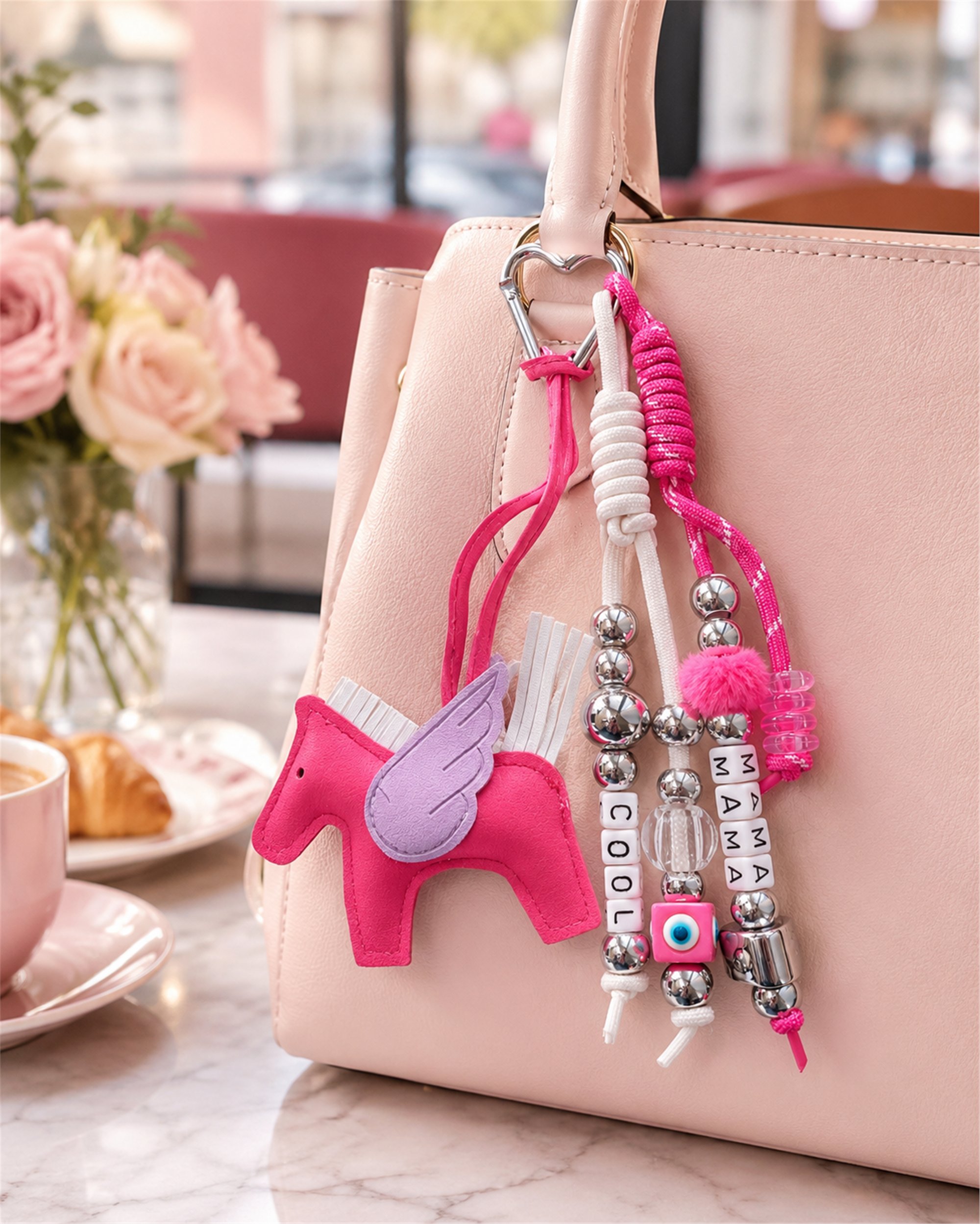 Koyu Pembe Fuşya Unicorn At Charm | Telefon ve Çanta Süsü, Sevimli Anahtarlık Aksesuarı