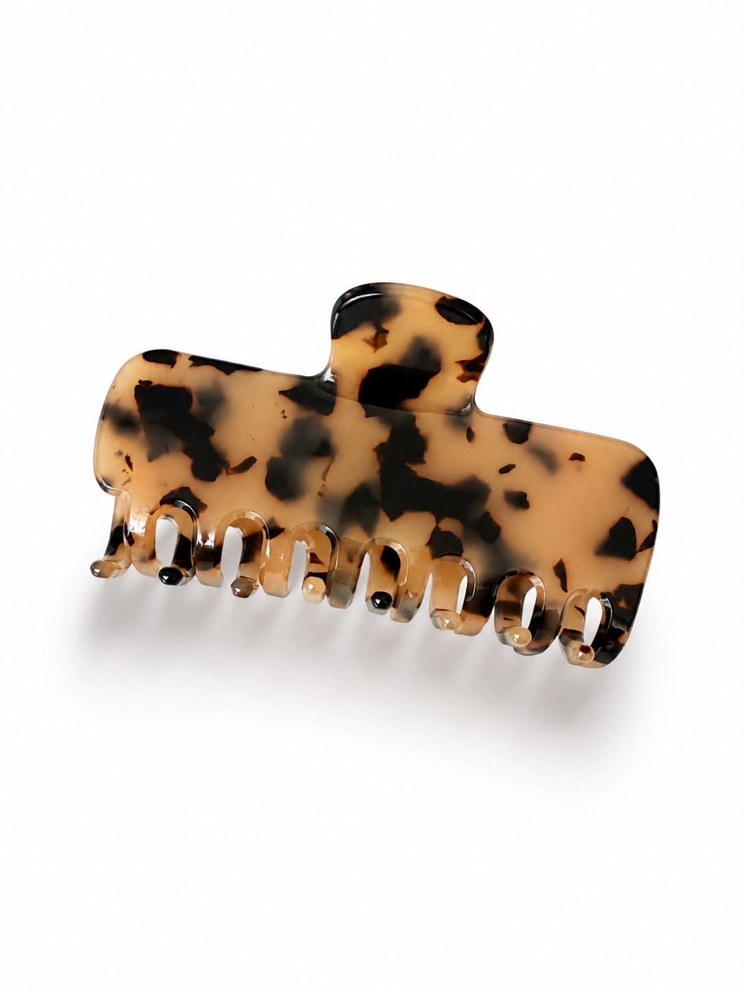 Les Petites Mains Bej Leopar Desenli Kemik Asetat Saç Tokası