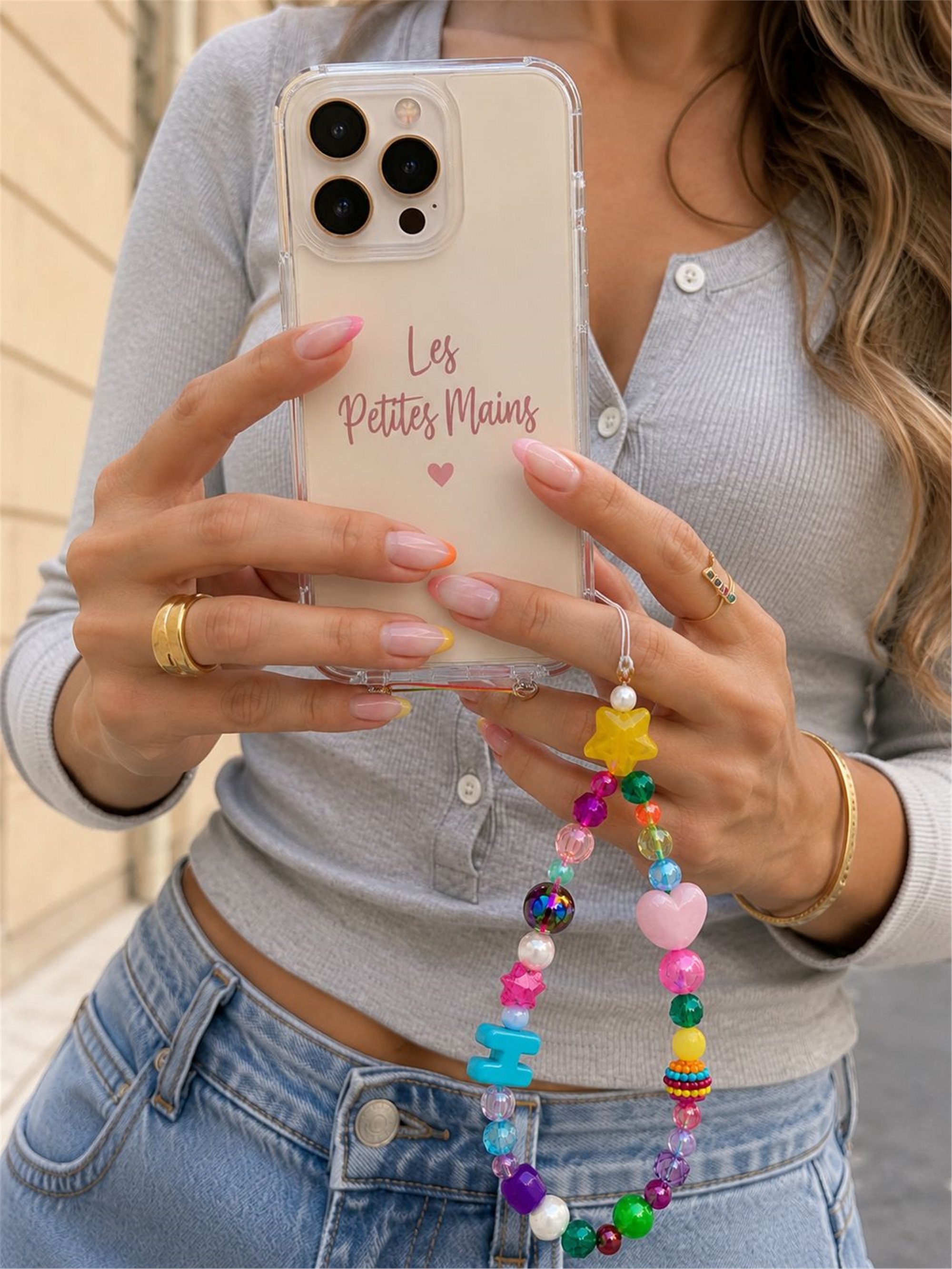 Name Pop H Telefon Askısı, Boncuklu Telefon Charmı ve Çanta Aksesuarı