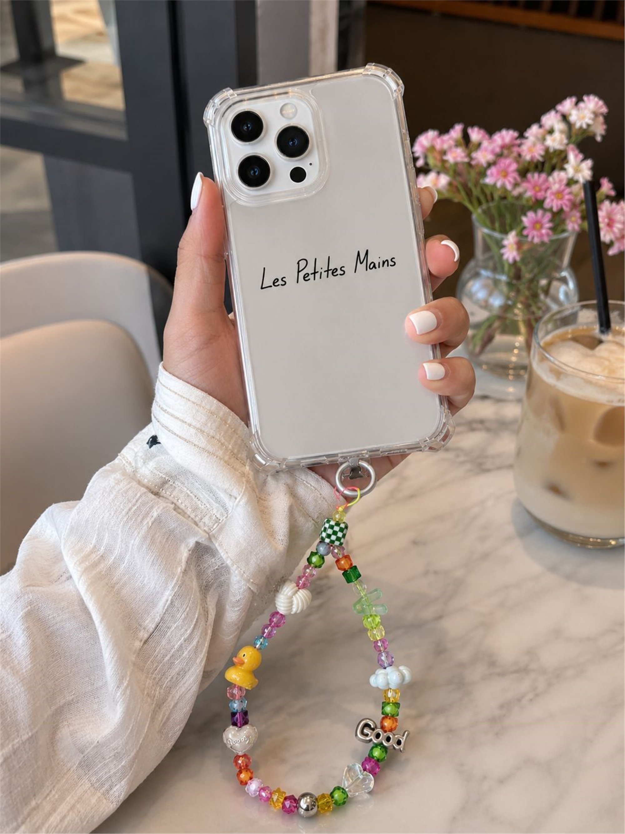 Name Pop V Telefon Askısı, Boncuklu Telefon Charmı ve Çanta Aksesuarı
