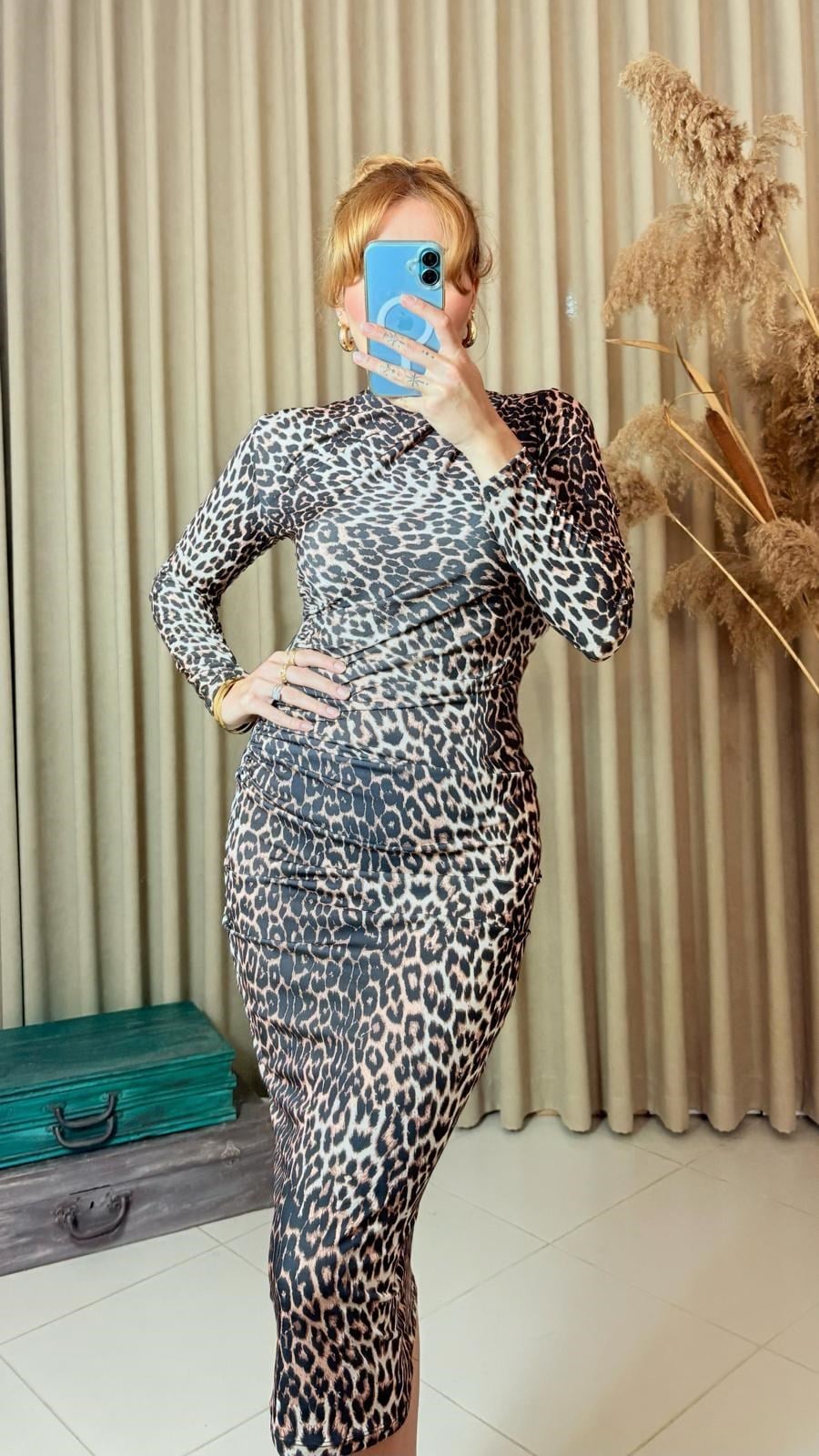 Kahve Leopar Elbise