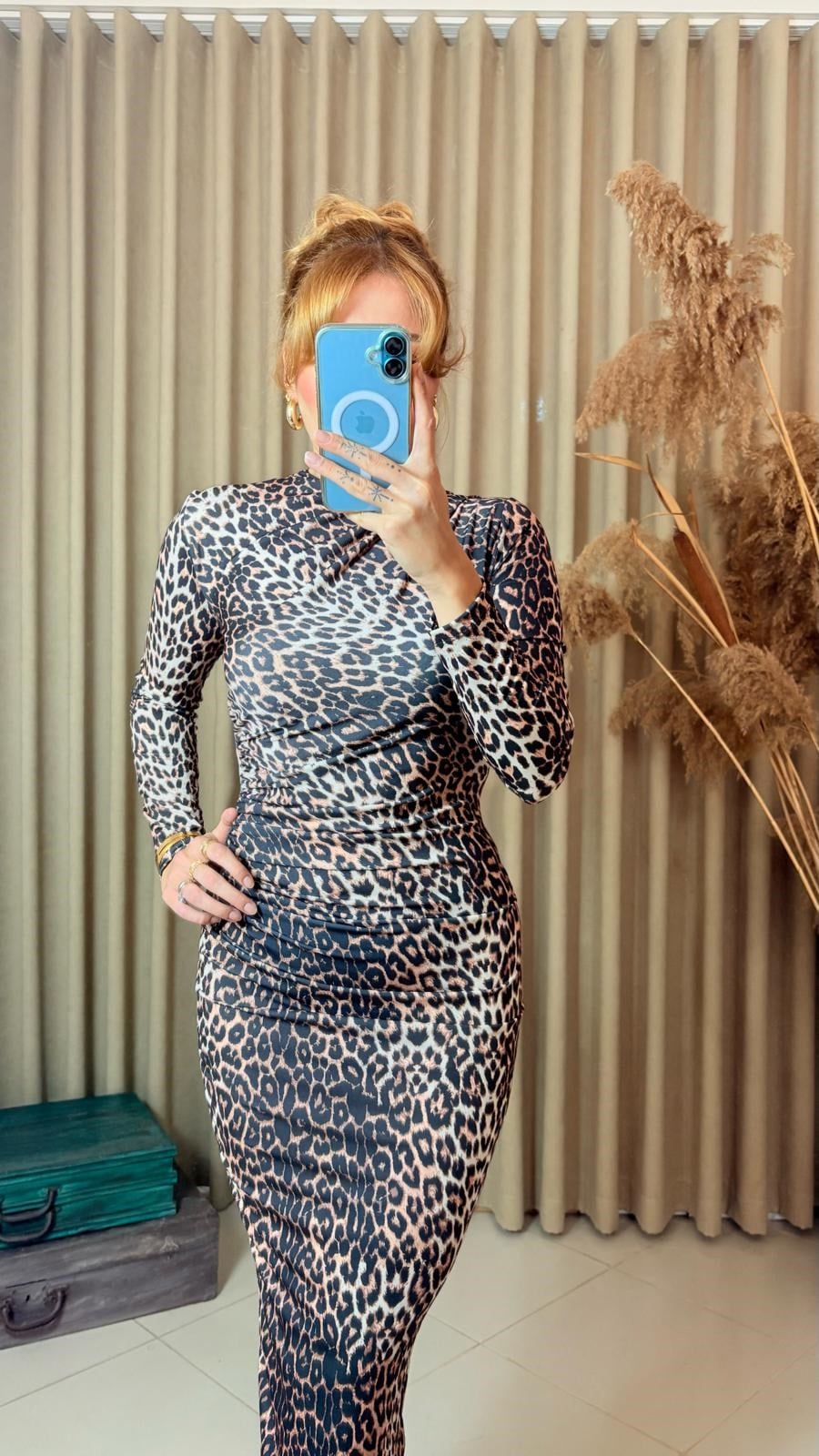 Kahve Leopar Elbise