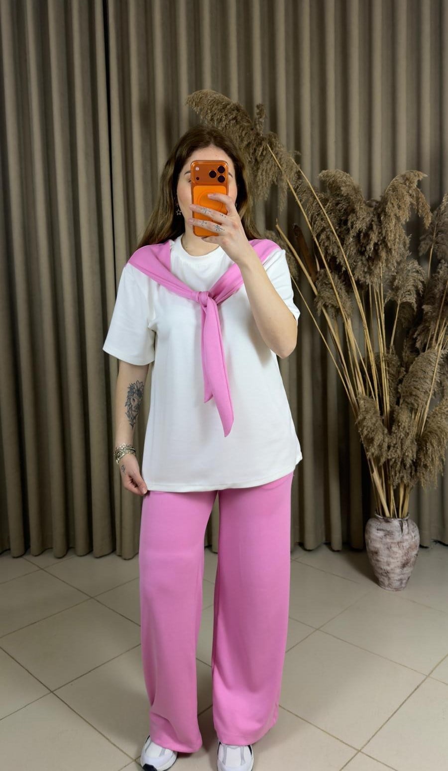 Pembe Bağlama Detaylı Modal Takım