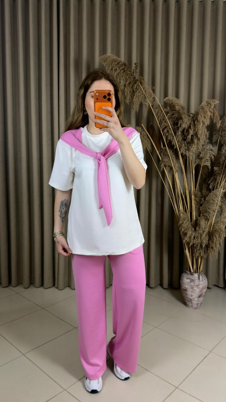 Pembe Bağlama Detaylı Modal Takım