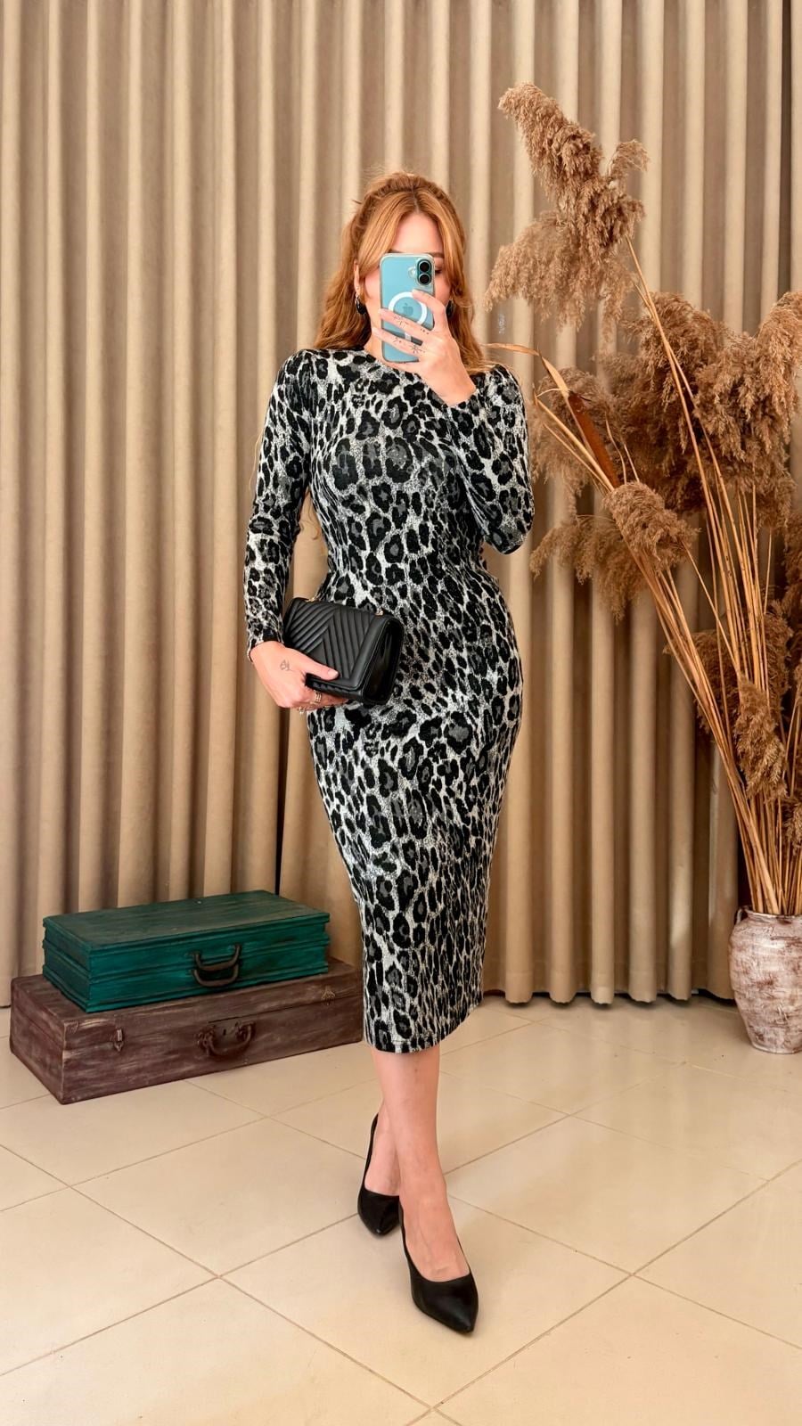 Siyah Leopar Elbise